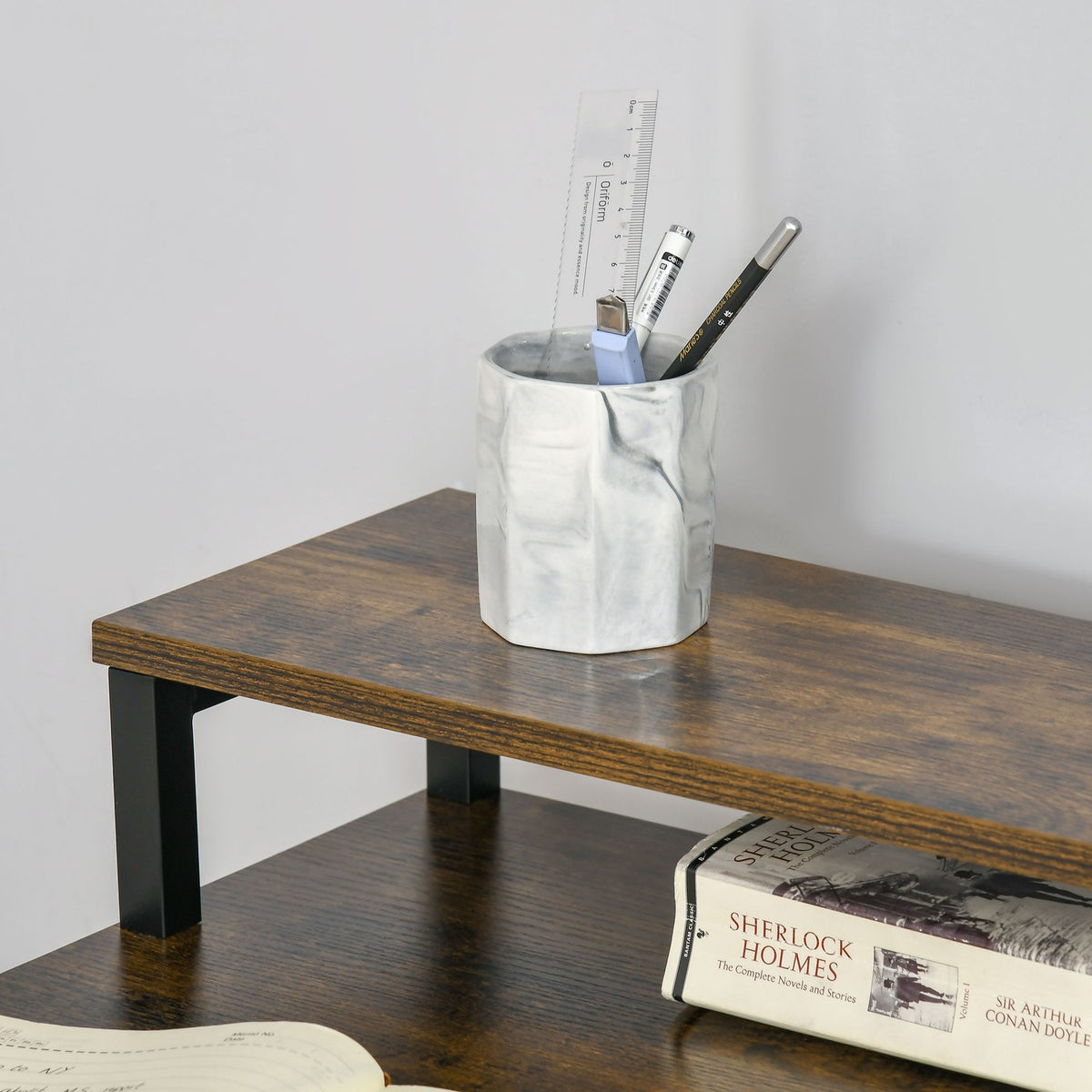 Office Desk, Computer Desk With Shelf, Industrial Style, Metal, Rustic Brown, 120X60X85Cm