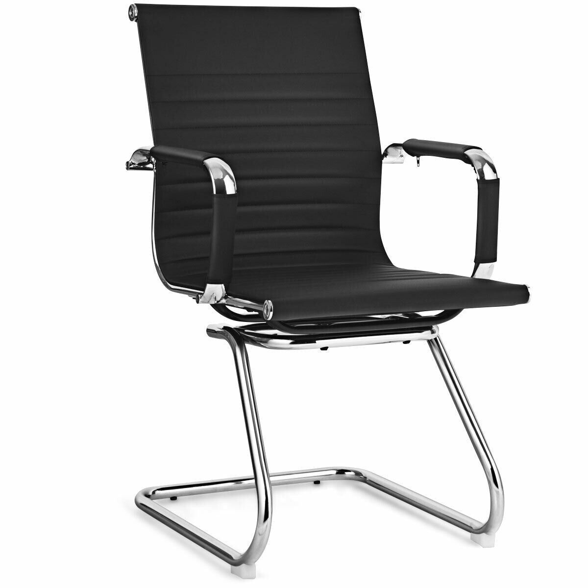 Office Guest Chairs, Set of 2, PU Leather, Sled Base