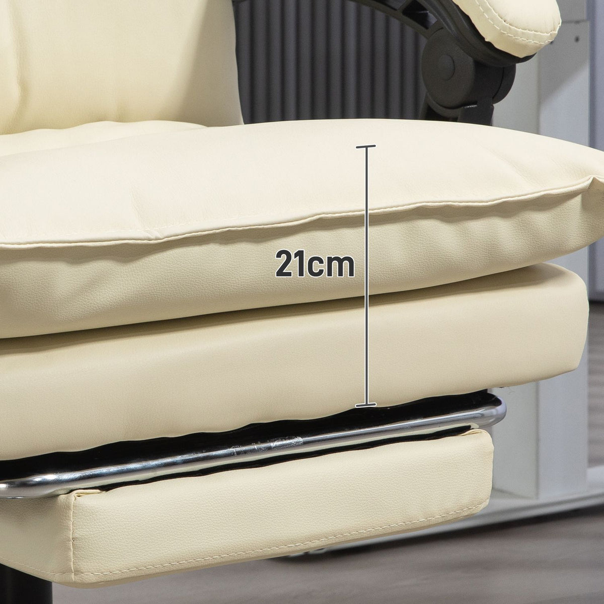 Office chair, 155° tiltable, height-adjustable desk chair with reclining function, footrest, ergonomic swivel chair, beige