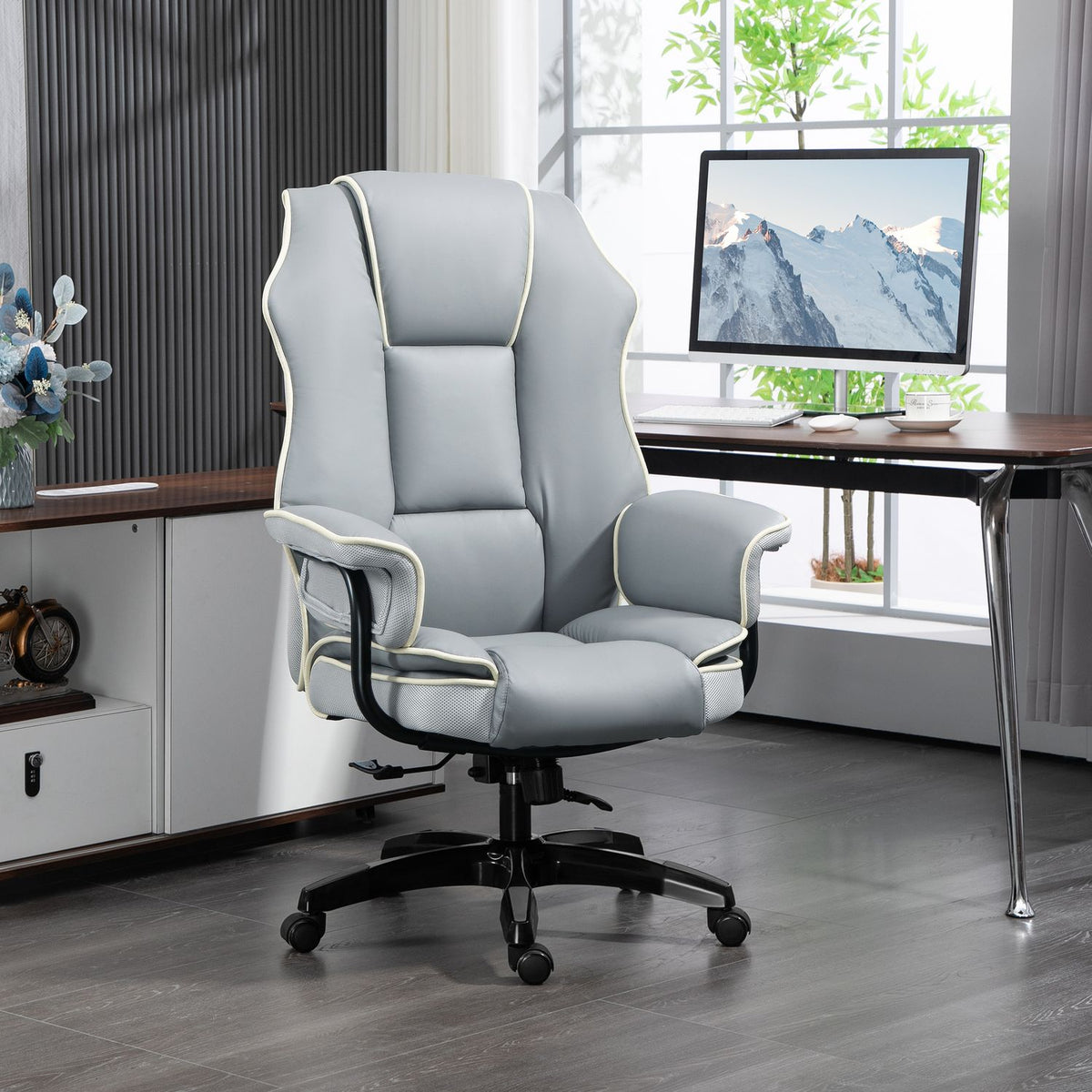 Office chair backrest adjustable, 150°, ergonomic desk chair with reclining function, height adjustable, light gray