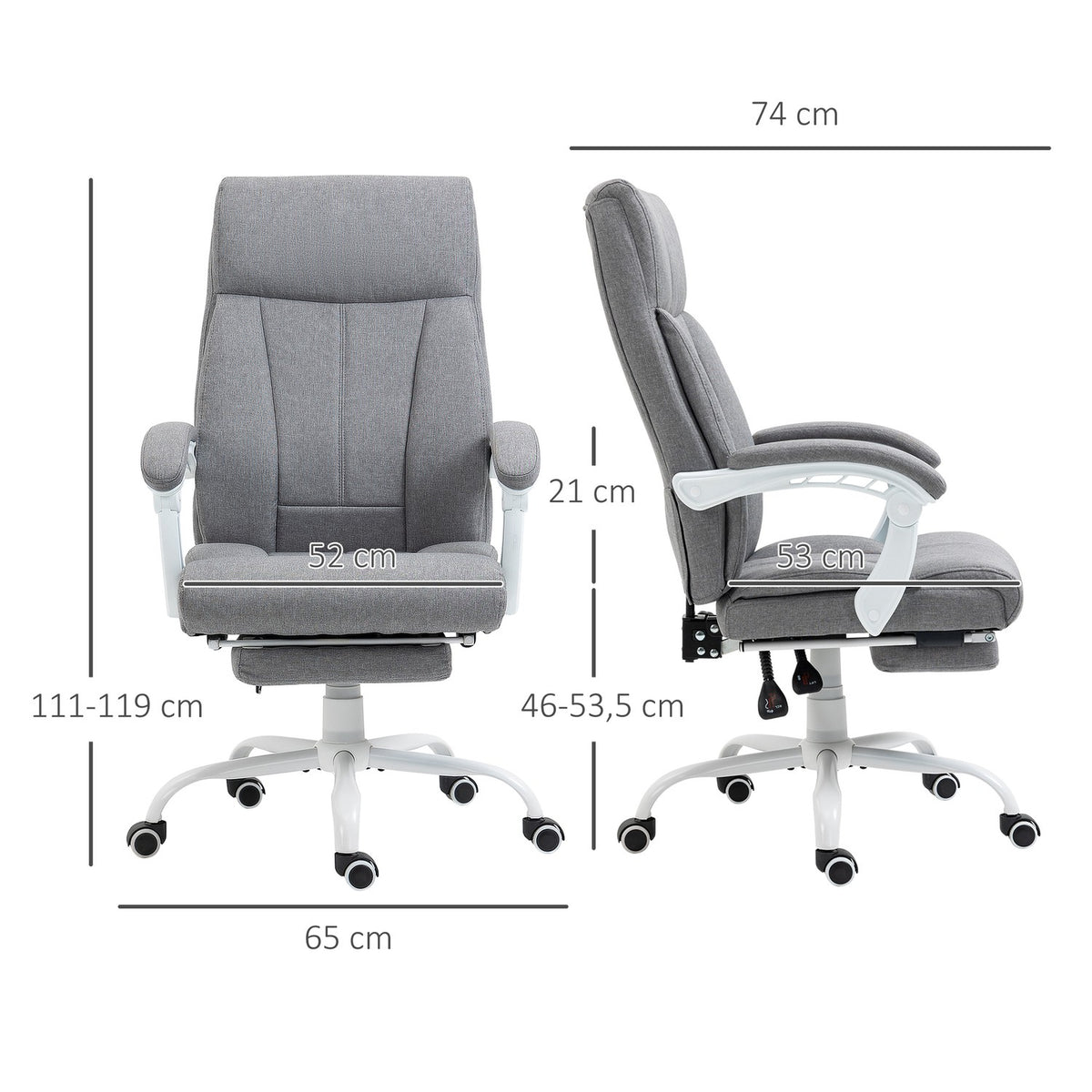 Office chair backrest adjustable, 155°, ergonomic desk chair with reclining function, height adjustable