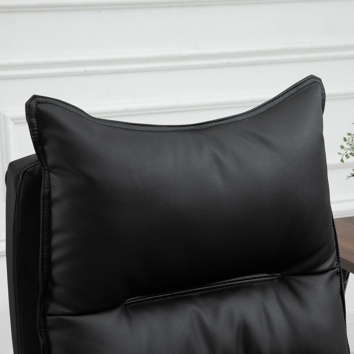Office chair desk chair with footrest, height adjustable, faux leather, black, 66x72x122-130cm