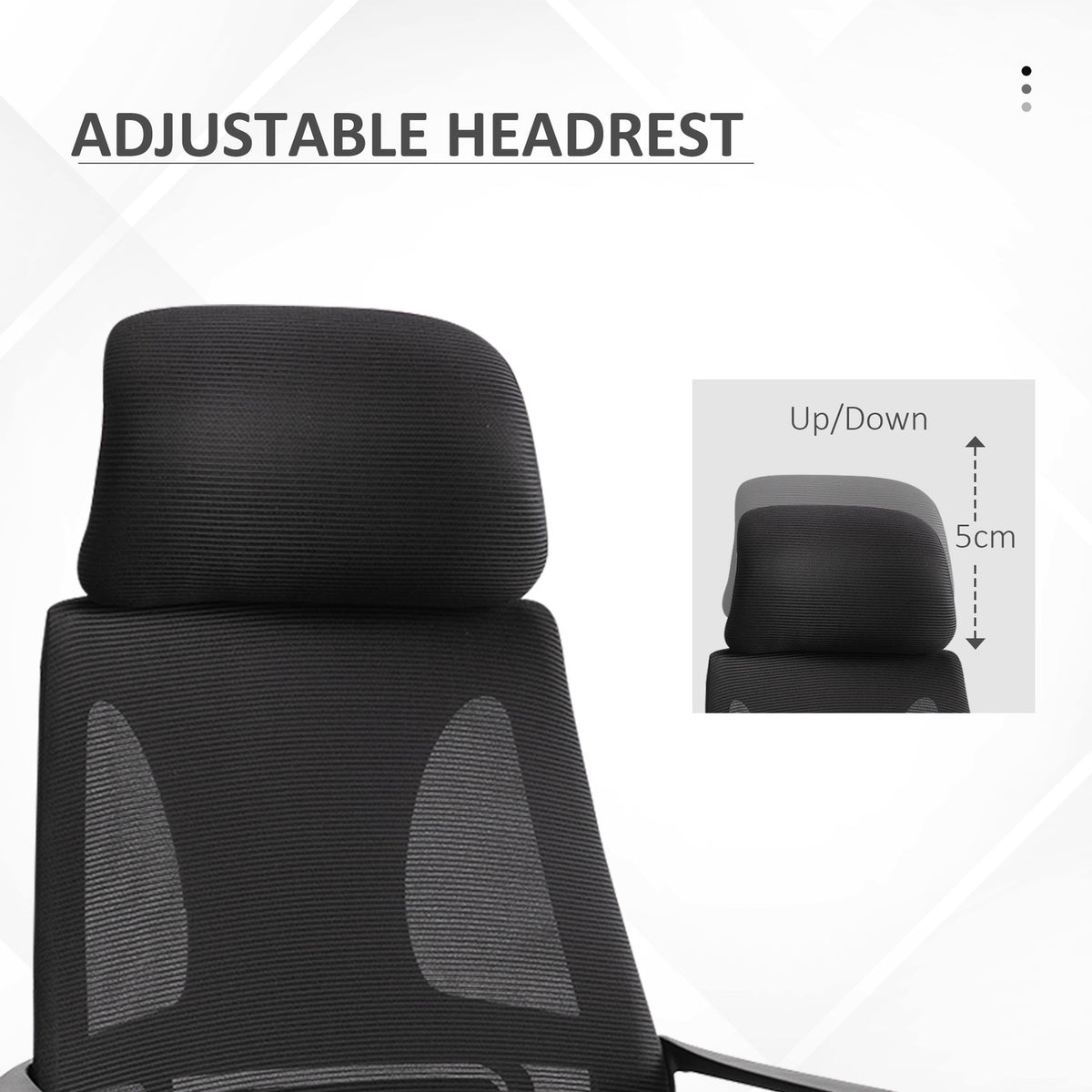 Office chair, desk chair with rocking function, height adjustable with headrest, lumbar support, black