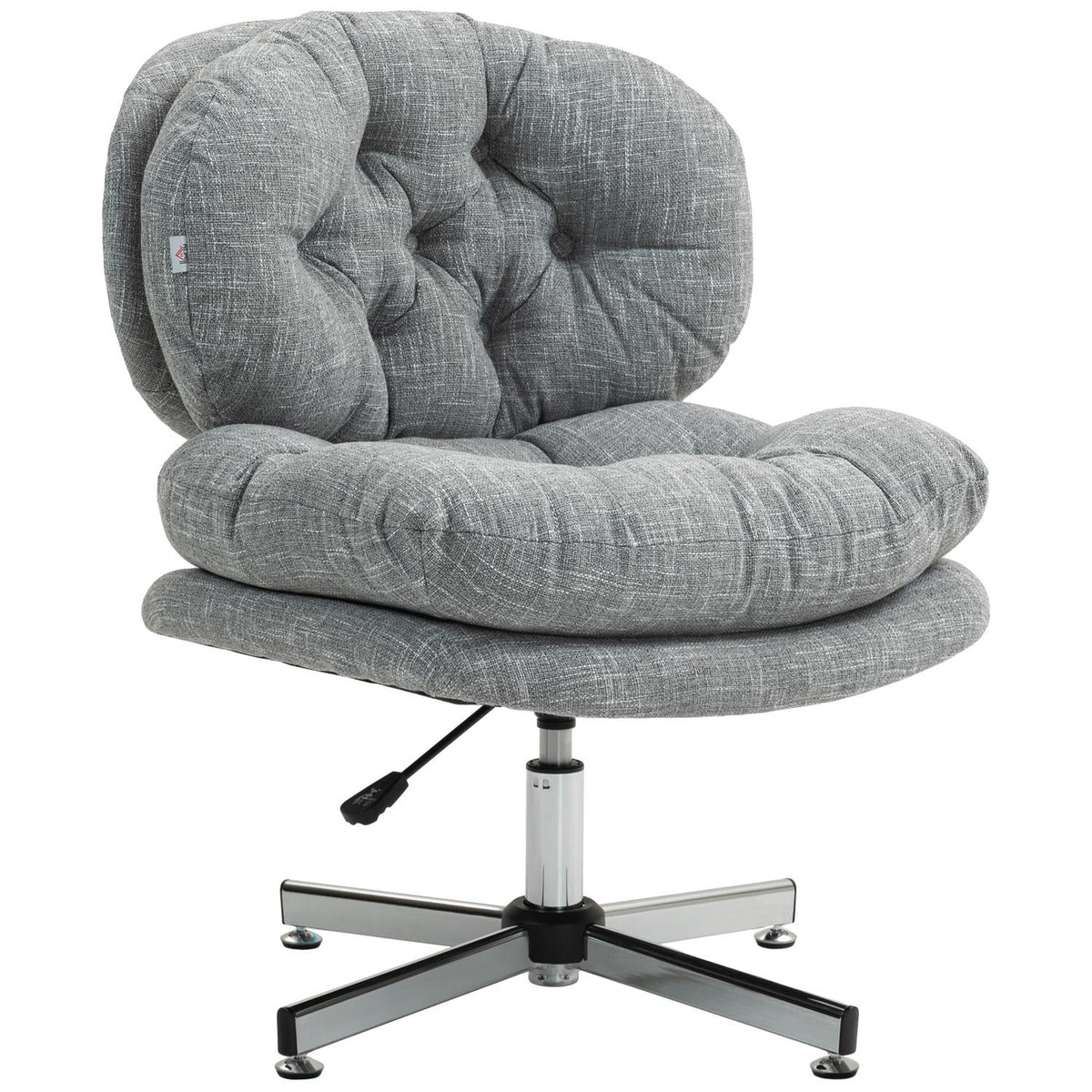 Office chair, ergonomic desk chair, soft and padded seat, height-adjustable swivel chair with linen look, for home office, gray