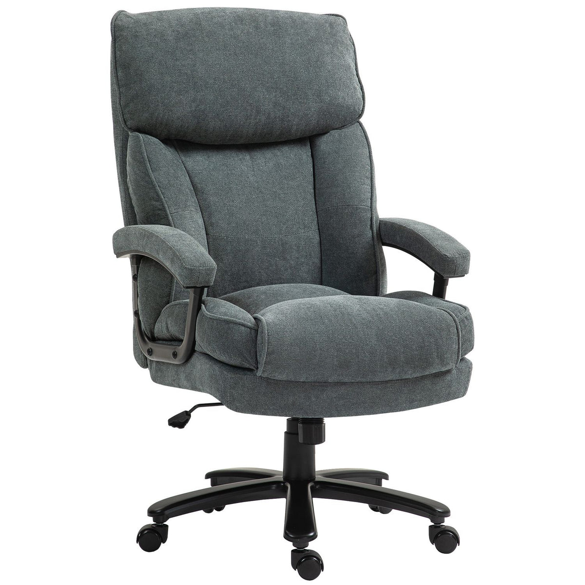 Office chair, ergonomic desk chair with rocker function, linen look, height-adjustable PC chair with swivel function, thick cushions, load capacity up to 200 kg, for home office, gray