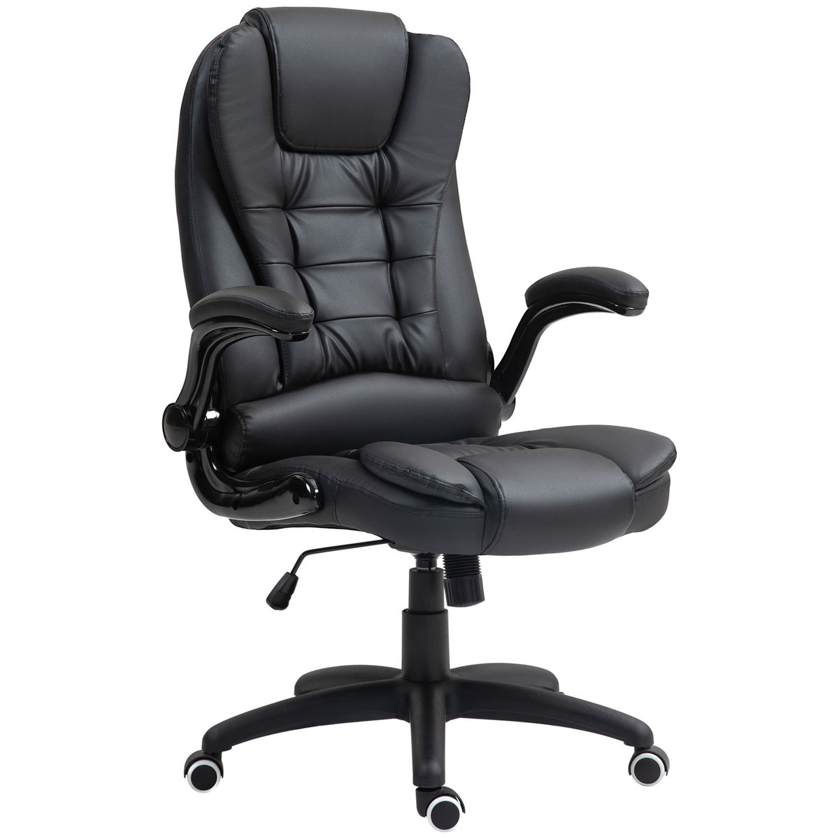 Office chair, ergonomic executive chair with rocker function, fold-up armrest, height-adjustable desk chair with swivel function for home office, faux leather, black