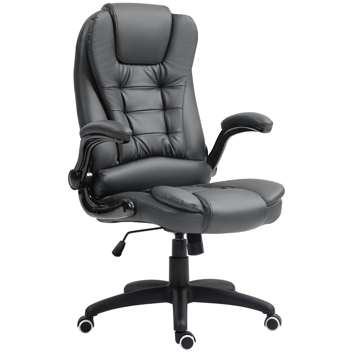 Office chair, ergonomic executive chair with rocker function, fold-up armrest, height-adjustable desk chair with swivel function for home office, faux leather, dark gray
