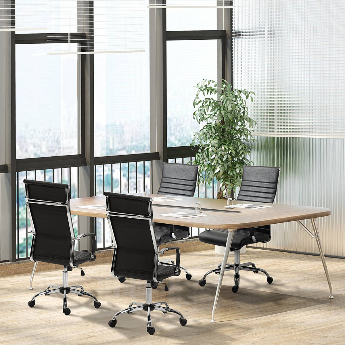 Office chair ergonomic executive chair with rocker function, height adjustable, upholstered in faux leather and foam, black
