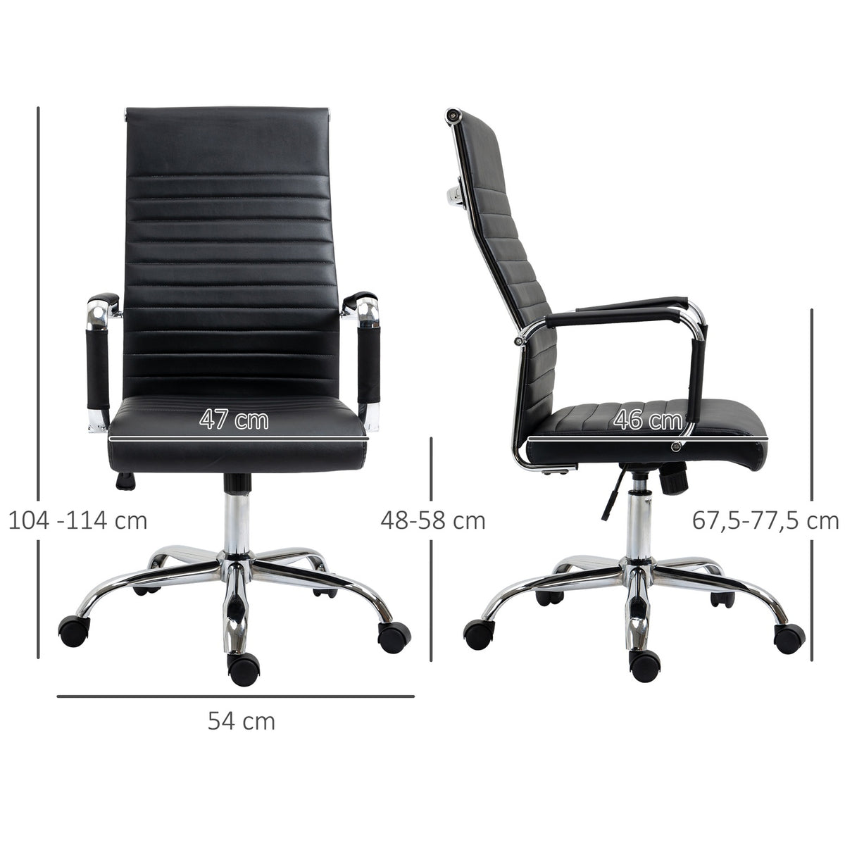 Office chair ergonomic executive chair with rocker function, height adjustable, upholstered in faux leather and foam, black