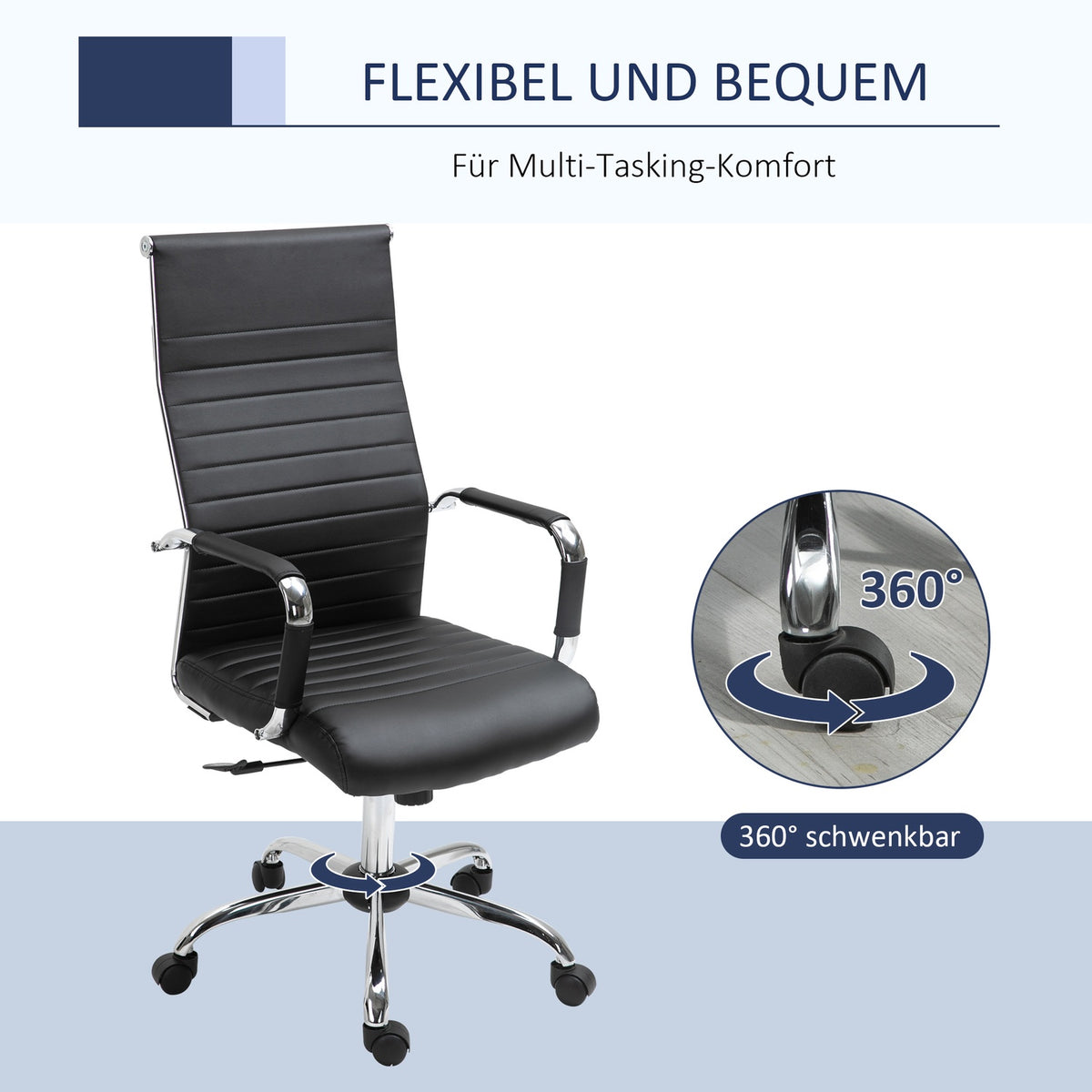 Office chair ergonomic executive chair with rocker function, height adjustable, upholstered in faux leather and foam, black
