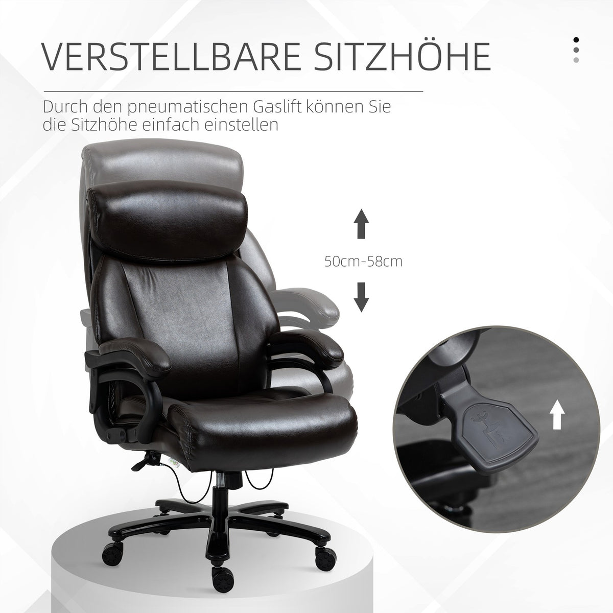 Office chair, executive chair, gaming chair, ergonomically height-adjustable with rocker function, thick padding, load capacity up to 180 kg