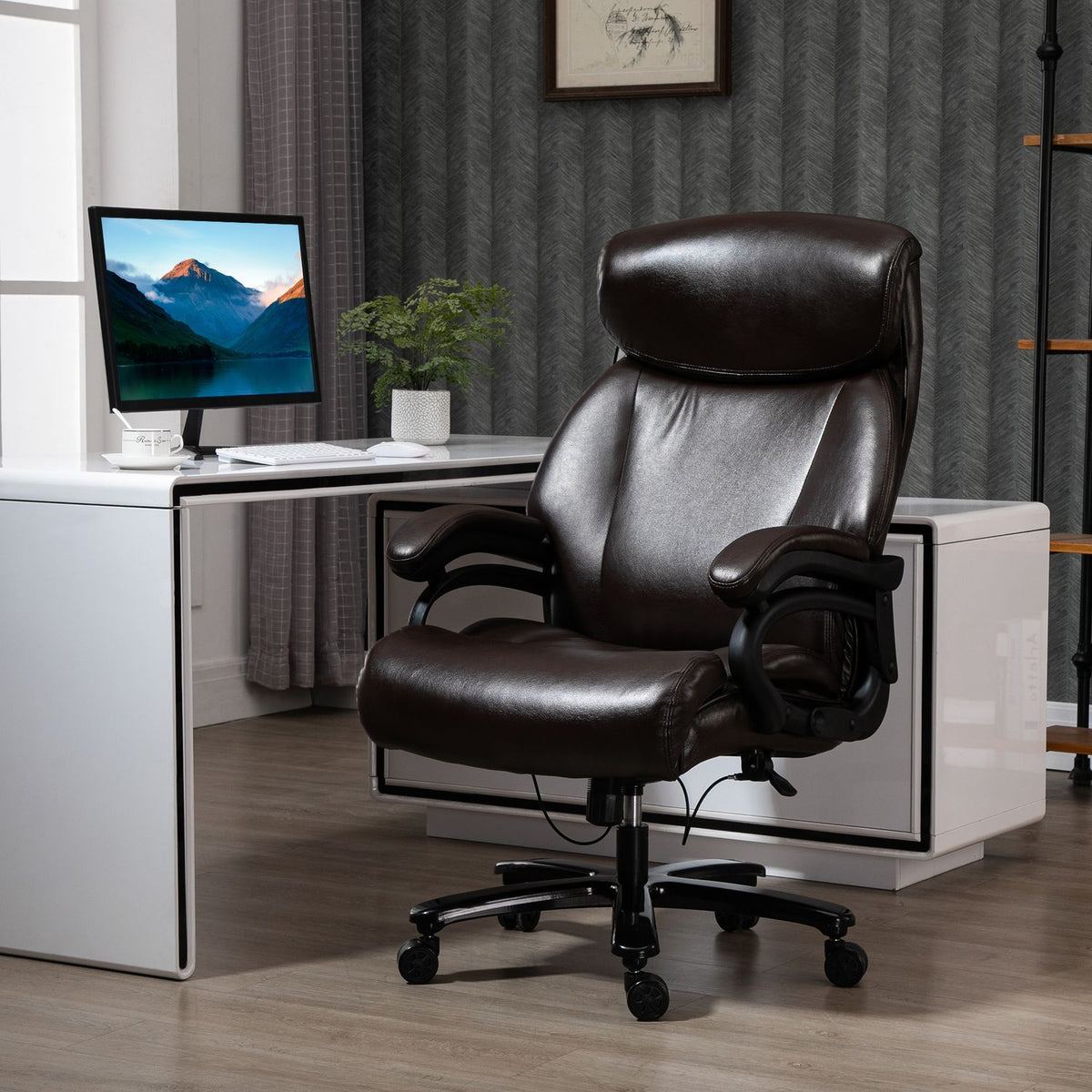 Office chair, executive chair, gaming chair, ergonomically height-adjustable with rocker function, thick padding, load capacity up to 180 kg