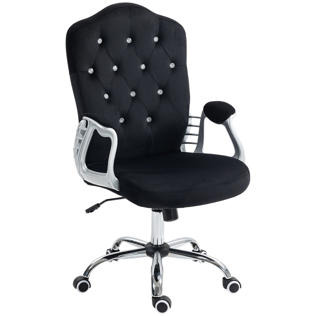 Office chair faux leather, 104-114H cm, ergonomic desk chair with rocker function, height adjustable, load capacity 120kg, black
