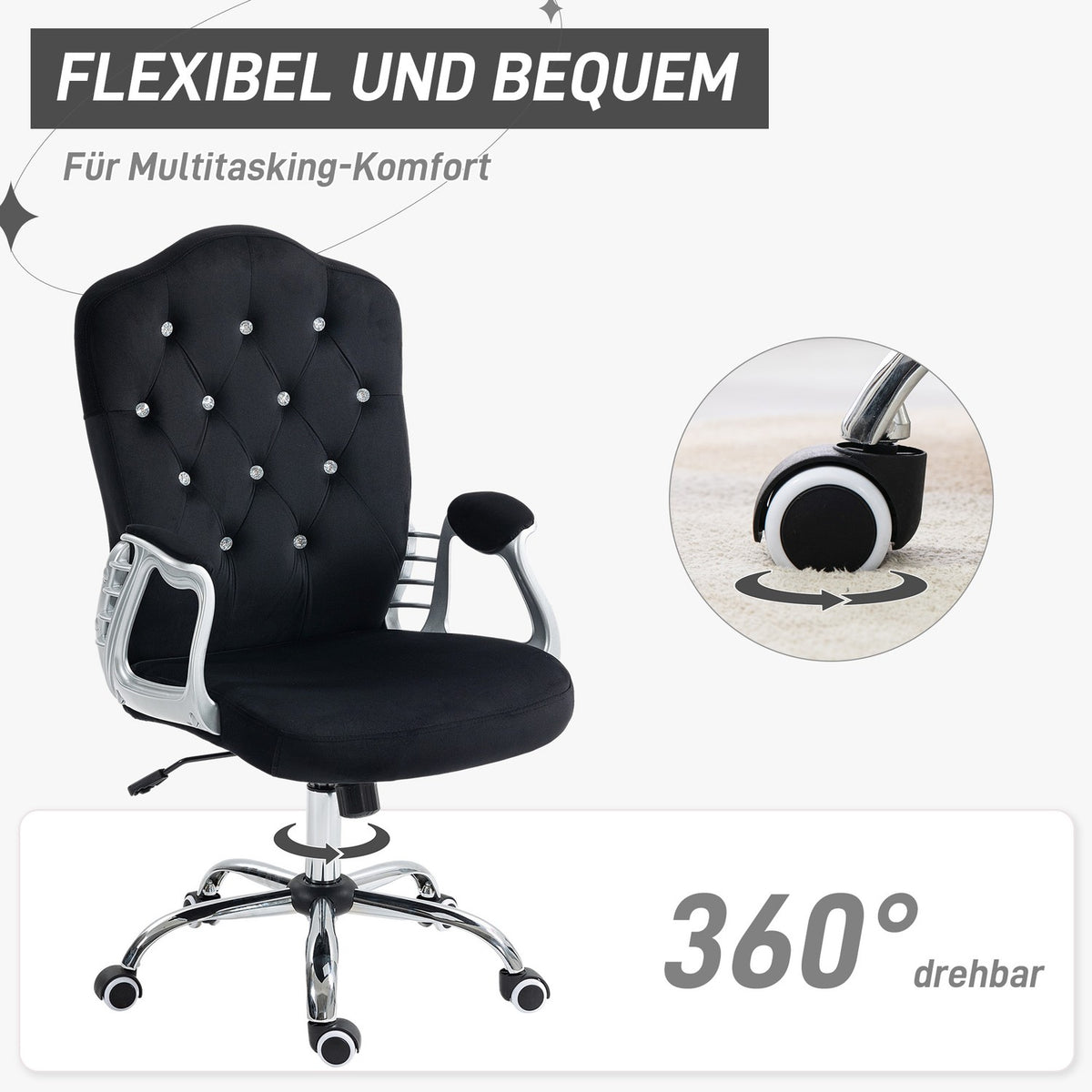 Office chair faux leather, 104-114H cm, ergonomic desk chair with rocker function, height adjustable, load capacity 120kg, black