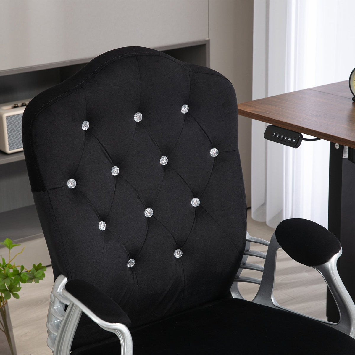 Office chair faux leather, 104-114H cm, ergonomic desk chair with rocker function, height adjustable, load capacity 120kg, black