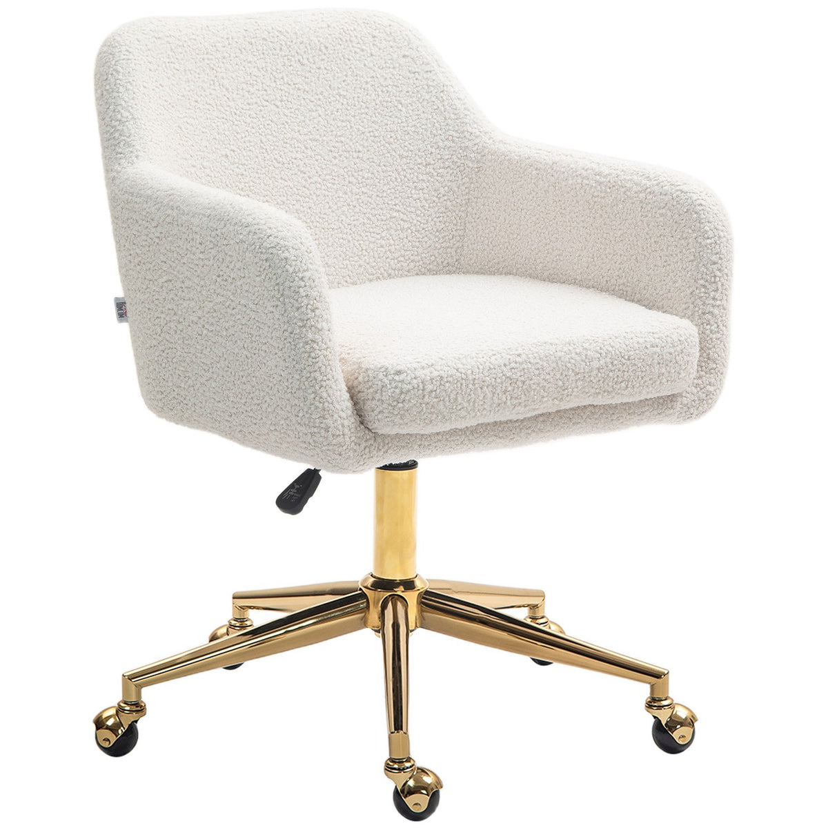 Office chair, height-adjustable desk chair, relaxation chair with steel frame, swivel chair with velvet look, for office, study, cream white