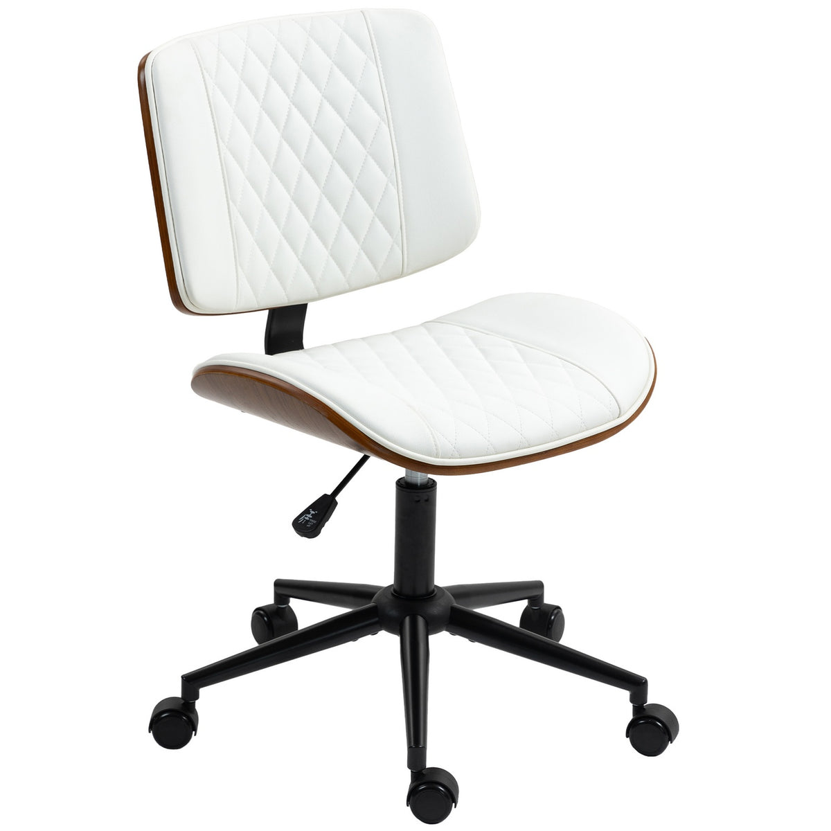 Office chair height-adjustable desk chair with wheels, diamond quilting, swivel chair with rocker function, faux leather, white |