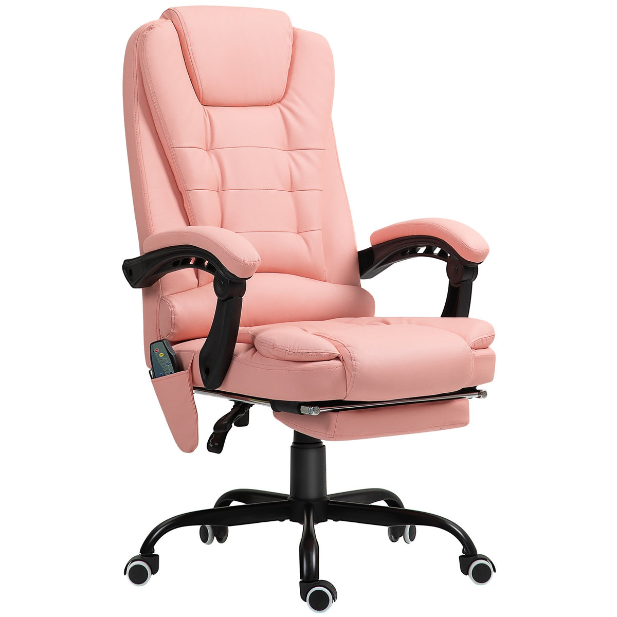 Office chair with 7 point massage, ergonomic office chair with reclining function, height-adjustable executive chair with remote control, 120 kg load capacity, for study, office, pink