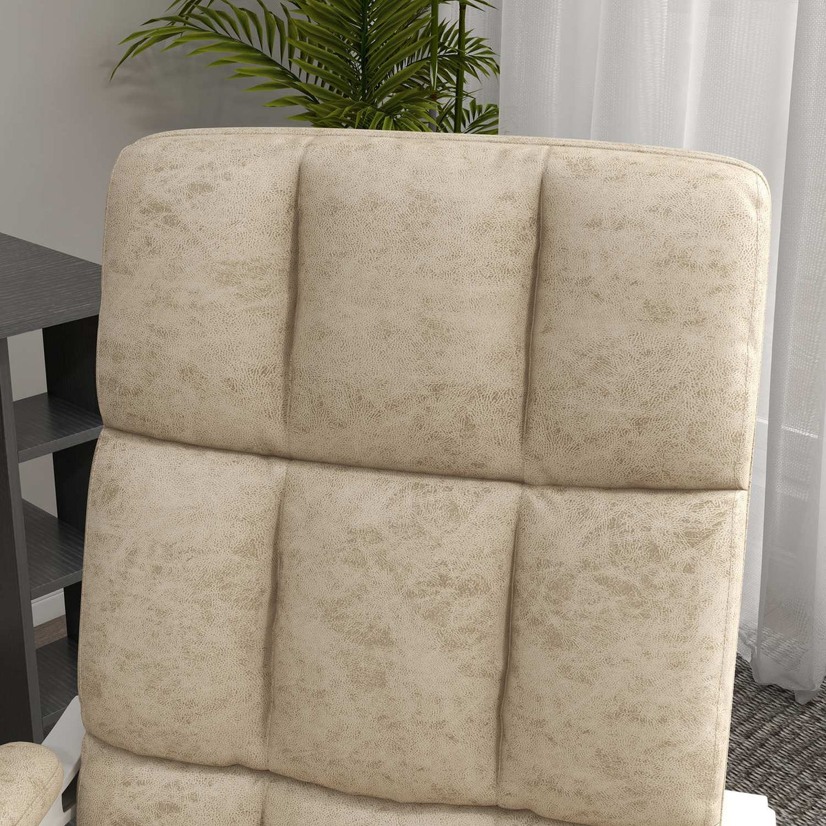 Office chair with massage and heat function, ergonomic, height adjustable, 4 massage points, polyester, 64W x 74D x 110-118H cm, beige