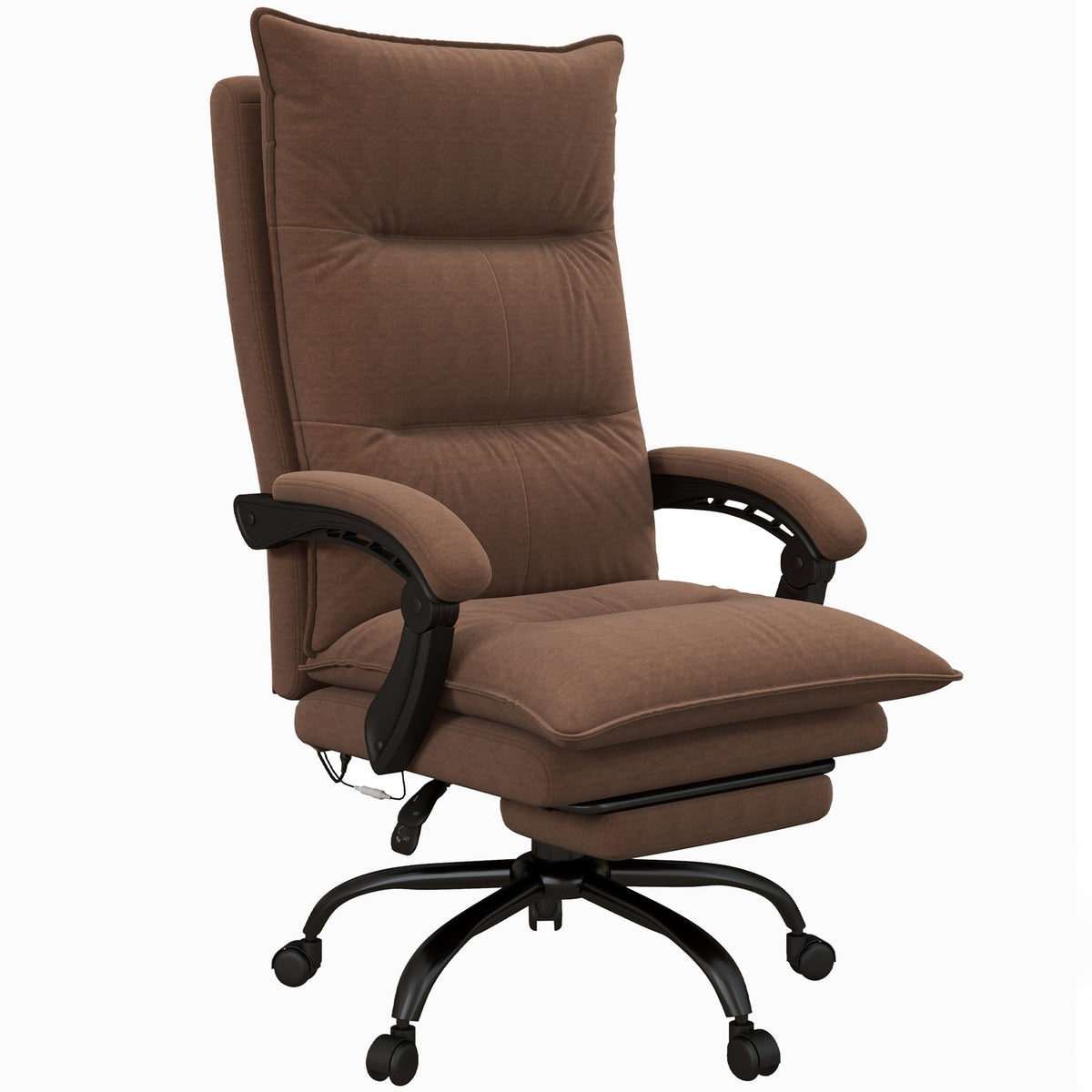 Office chair with massage function, 155° tilt, swivel chair with armrest, ergonomic desk chair, brown