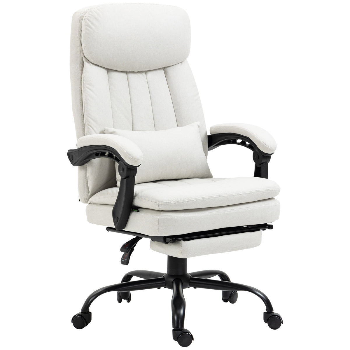 Office chair with massage function, ergonomic desk chair, height-adjustable executive chair, cream white