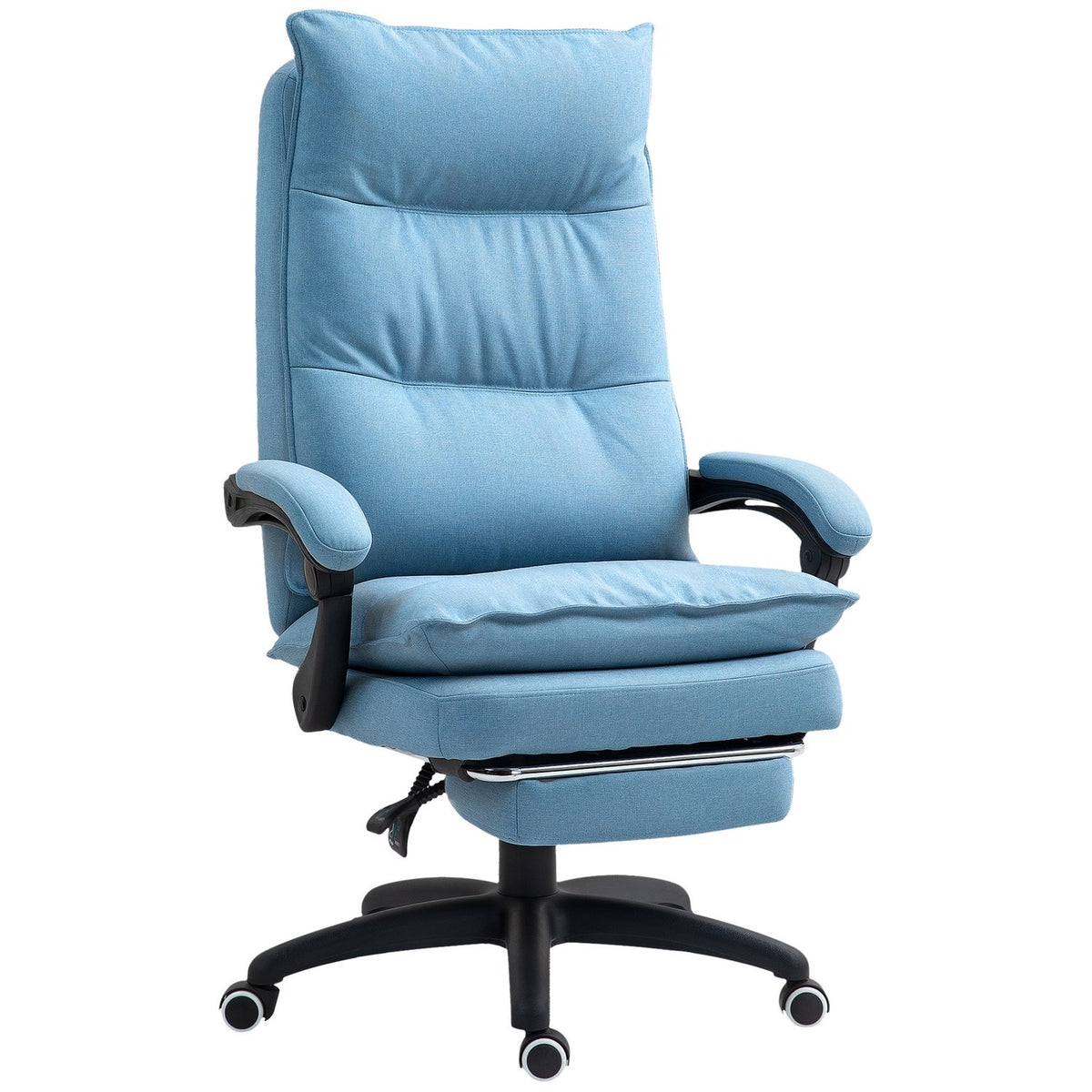 Office chair with massage function, ergonomic desk chair with reclining and swiveling function, height-adjustable computer chair with footrest, remote control and timer, blue