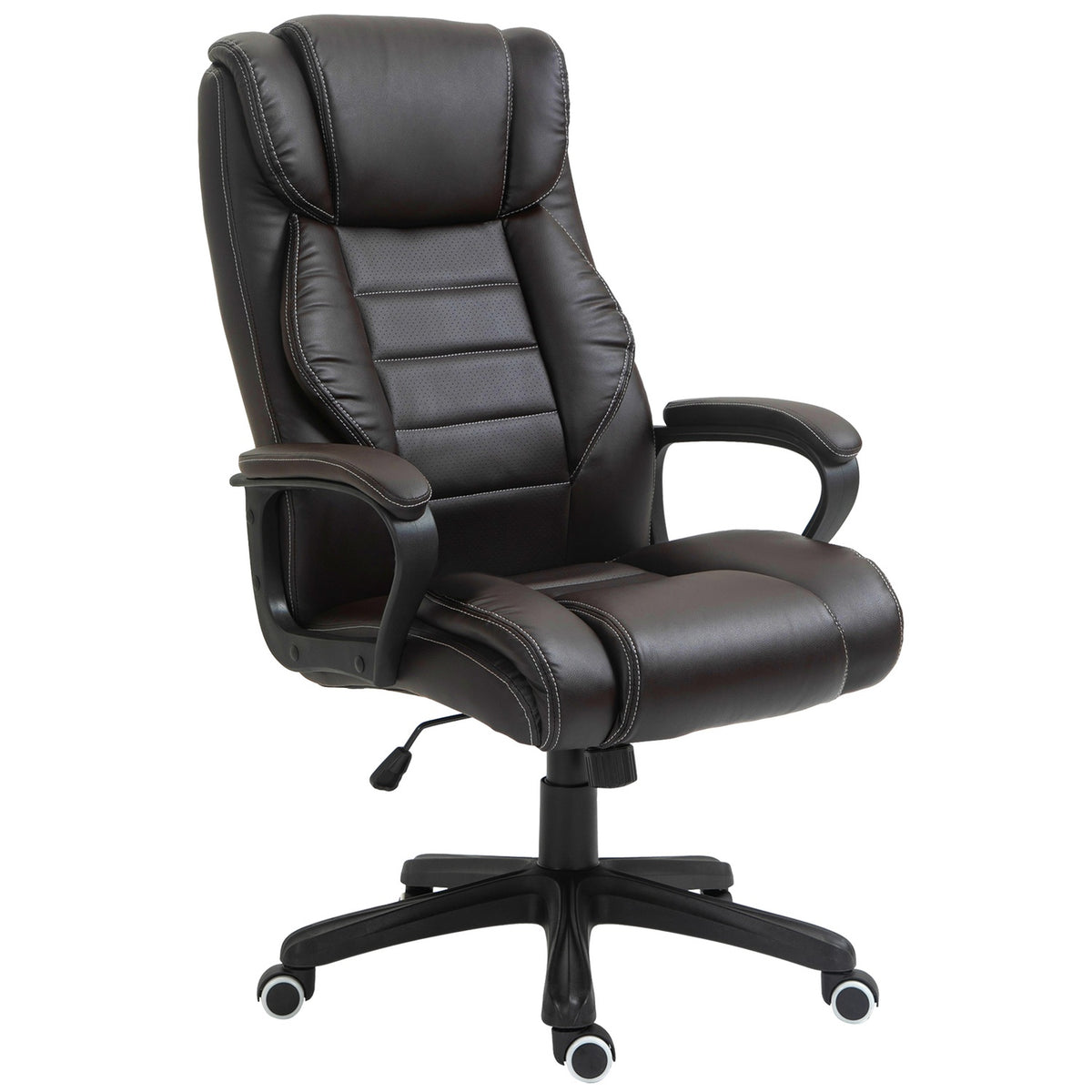 Office chair with massage function, height-adjustable executive chair, ergonomic swivel chair, 6 vibration points, brown