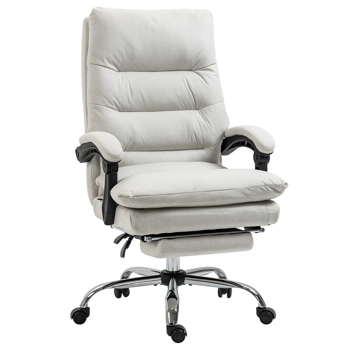 Office chair with massage function, with 135° tilting backrest, height adjustable, load 120 kg artificial leather 65x72x109-117cm cream white