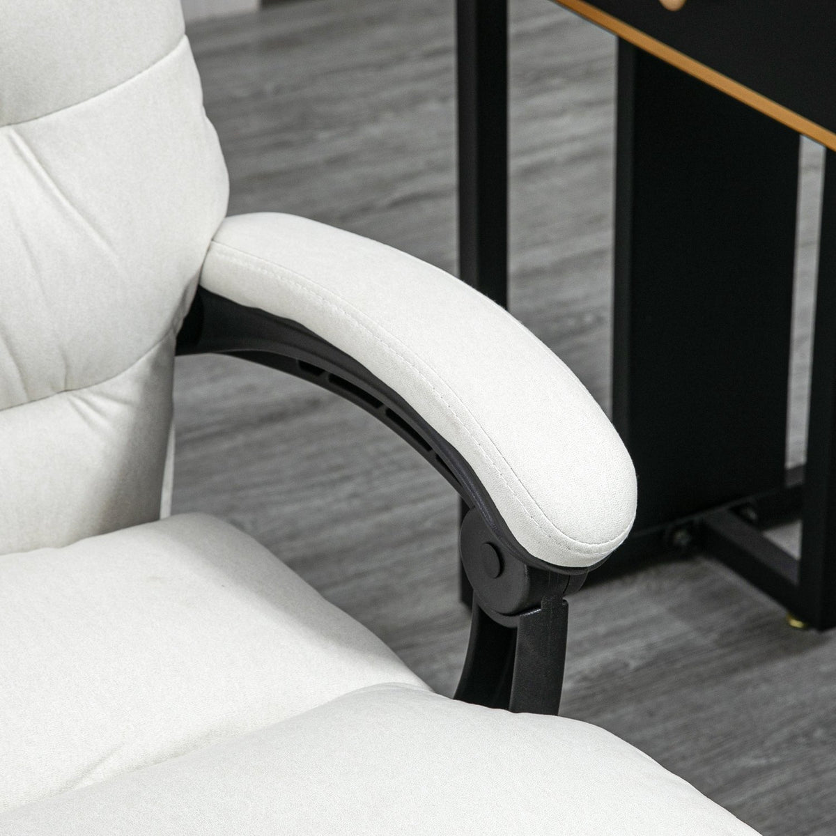 Office chair with massage function, with 135° tilting backrest, height adjustable, load 120 kg artificial leather 65x72x109-117cm cream white