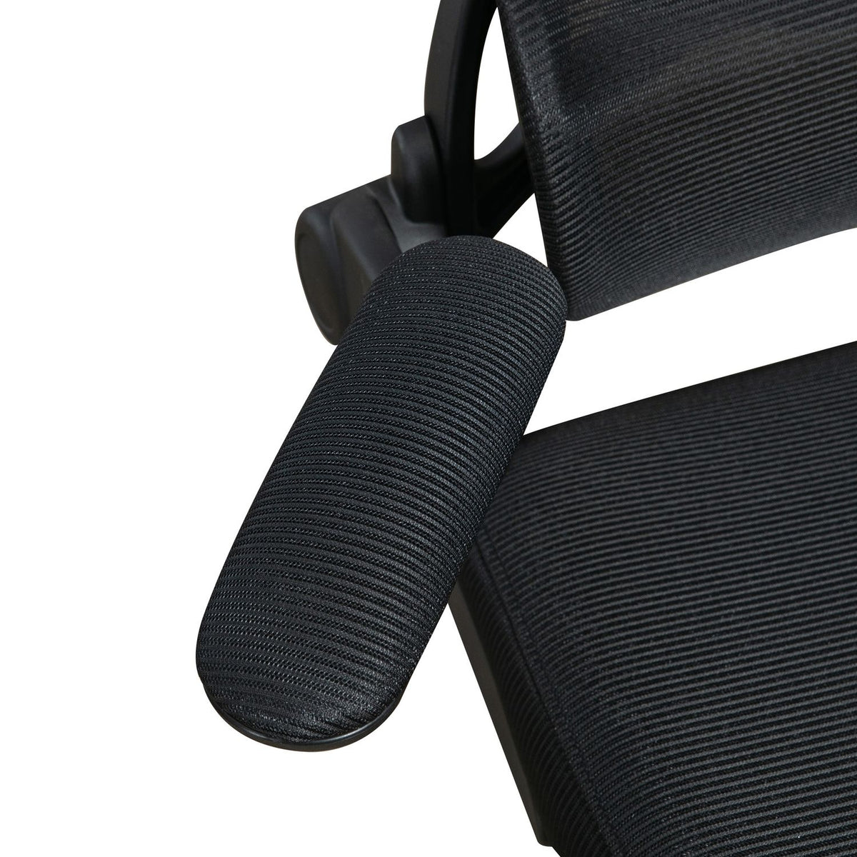 Office chair with net, folding armrests, rocker function, height-adjustable desk chair, up to 120kg, black