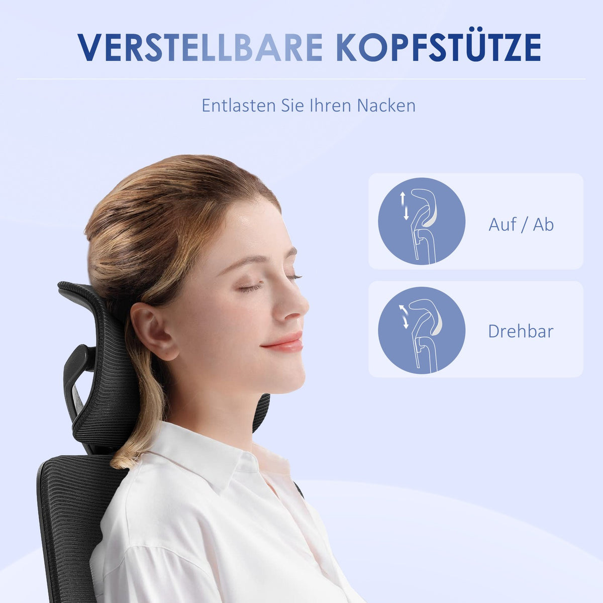 Office chair with net, folding armrests, rocker function, height-adjustable desk chair, up to 120kg, black