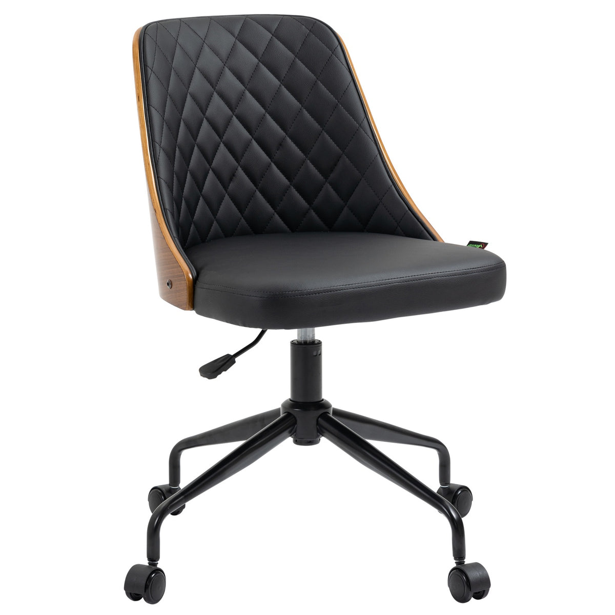 Office chair without armrest, ergonomic desk chair, height adjustable, swivel chair, black