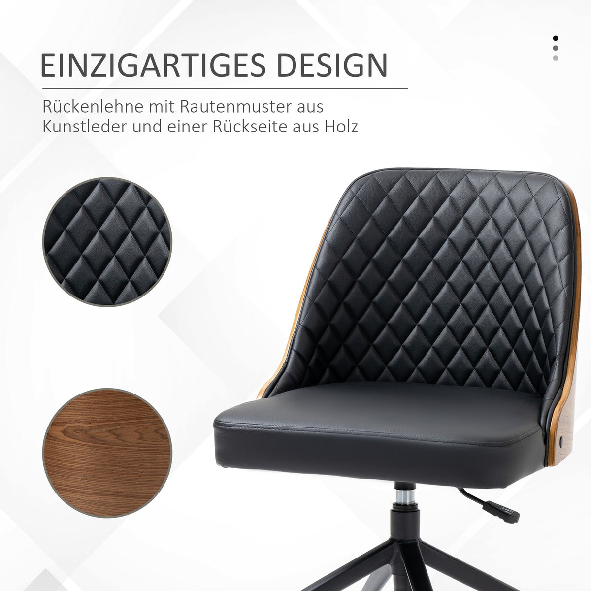 Office chair without armrest, ergonomic desk chair, height adjustable, swivel chair, black