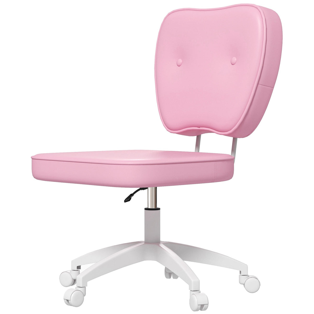Office chair without armrests, 82-92H cm, children's swivel chair, height-adjustable, load capacity up to 120 kg, pink