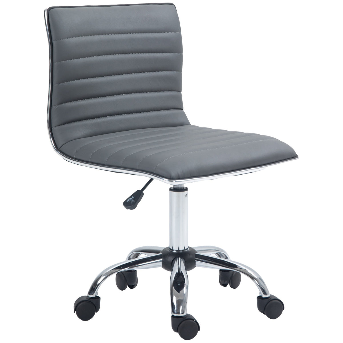 Office chair without armrests, height-adjustable swivel chair with wheels, desk chair can hold up to 120 kg, for study, office, dark gray