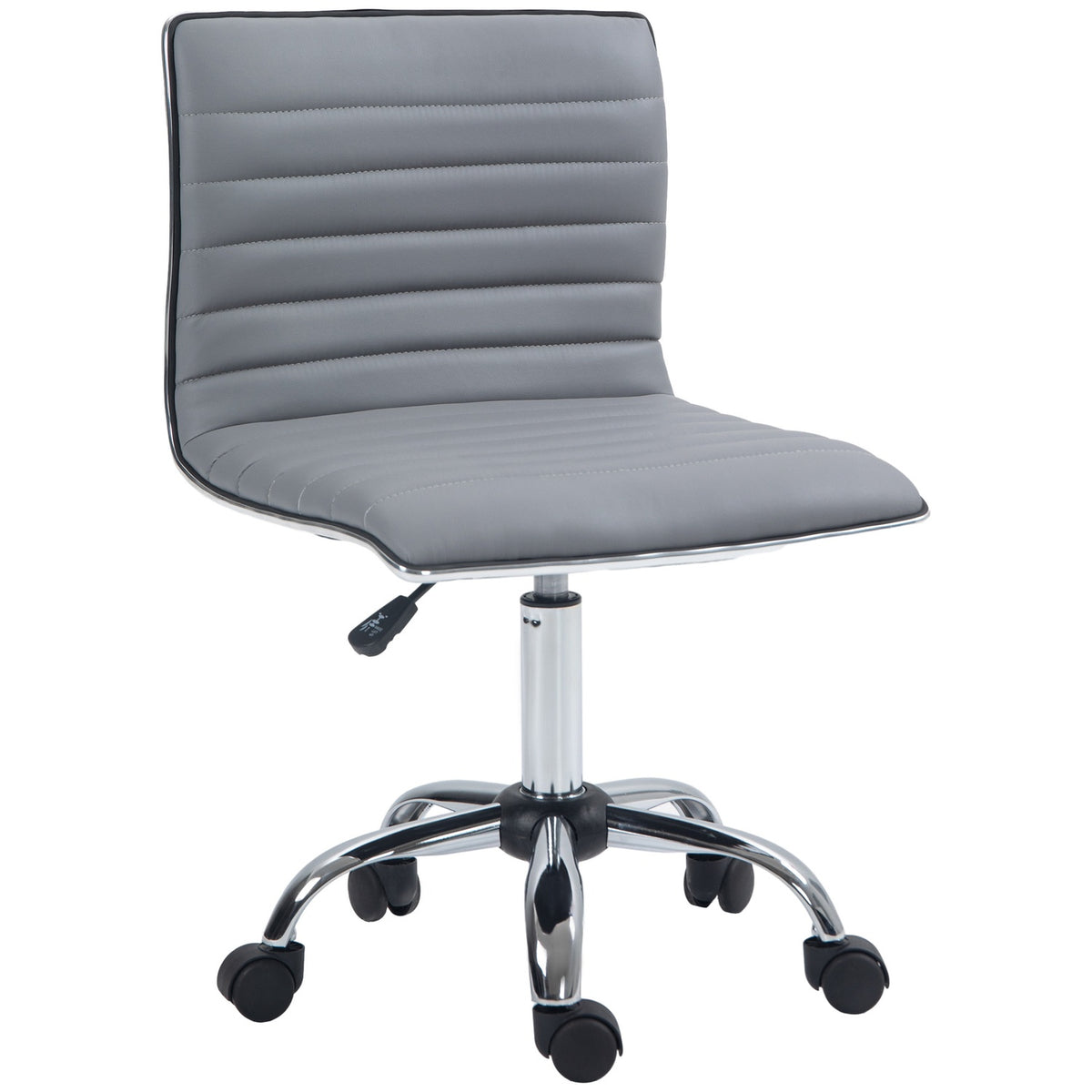 Office chair without armrests, height-adjustable swivel chair with wheels, desk chair can hold up to 120 kg, for study, office, light gray