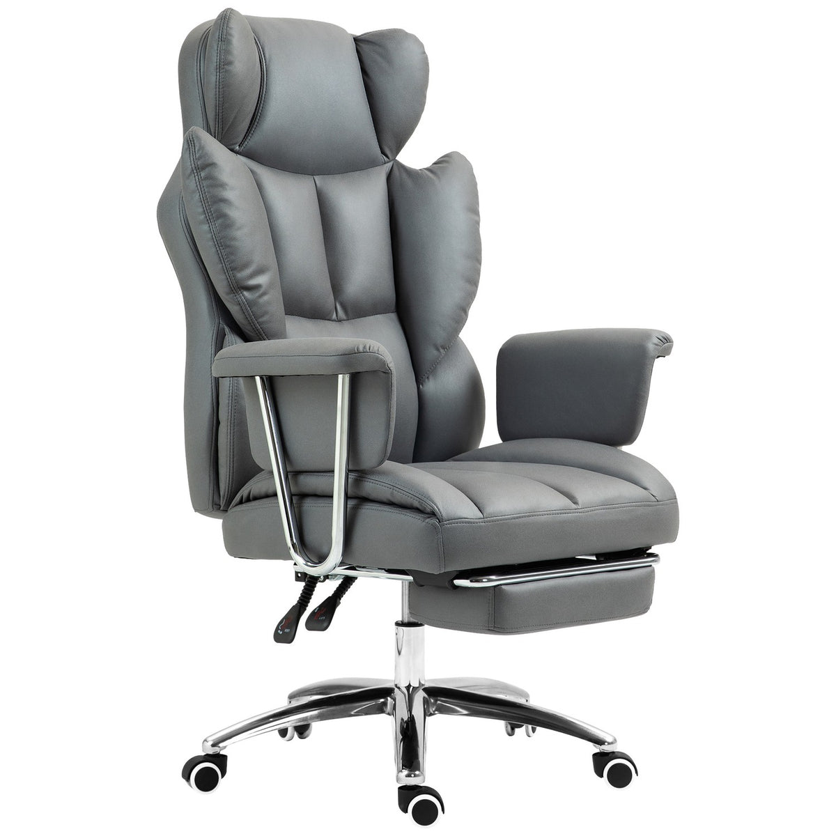 Office chair with reclining function, ergonomic desk chair, height-adjustable swivel chair with footrest, padded, can hold up to 120 kg, for office, study, dark gray