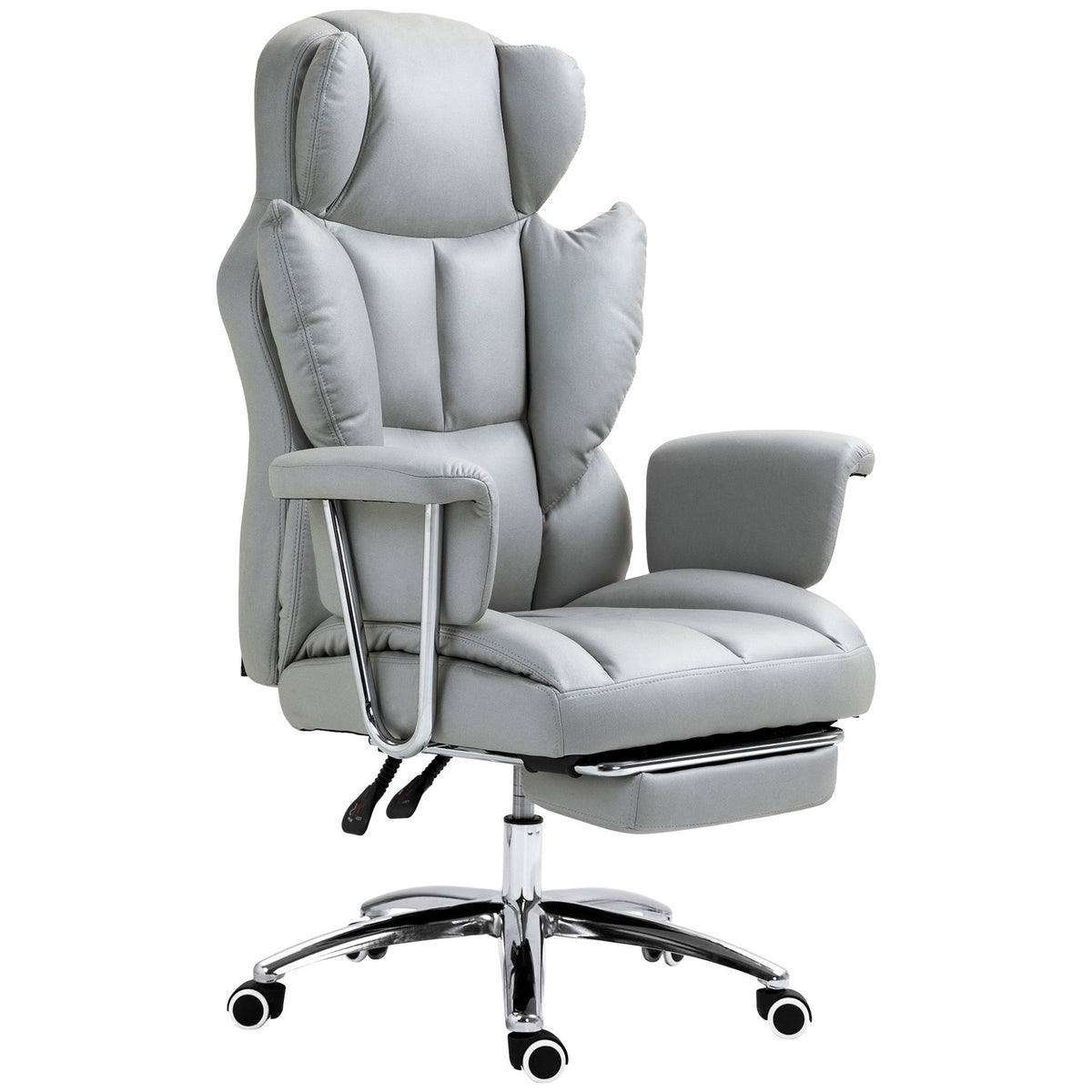 Office chair with reclining function, ergonomic desk chair, height-adjustable swivel chair with footrest, padded, can hold up to 120 kg, for office, study, light gray