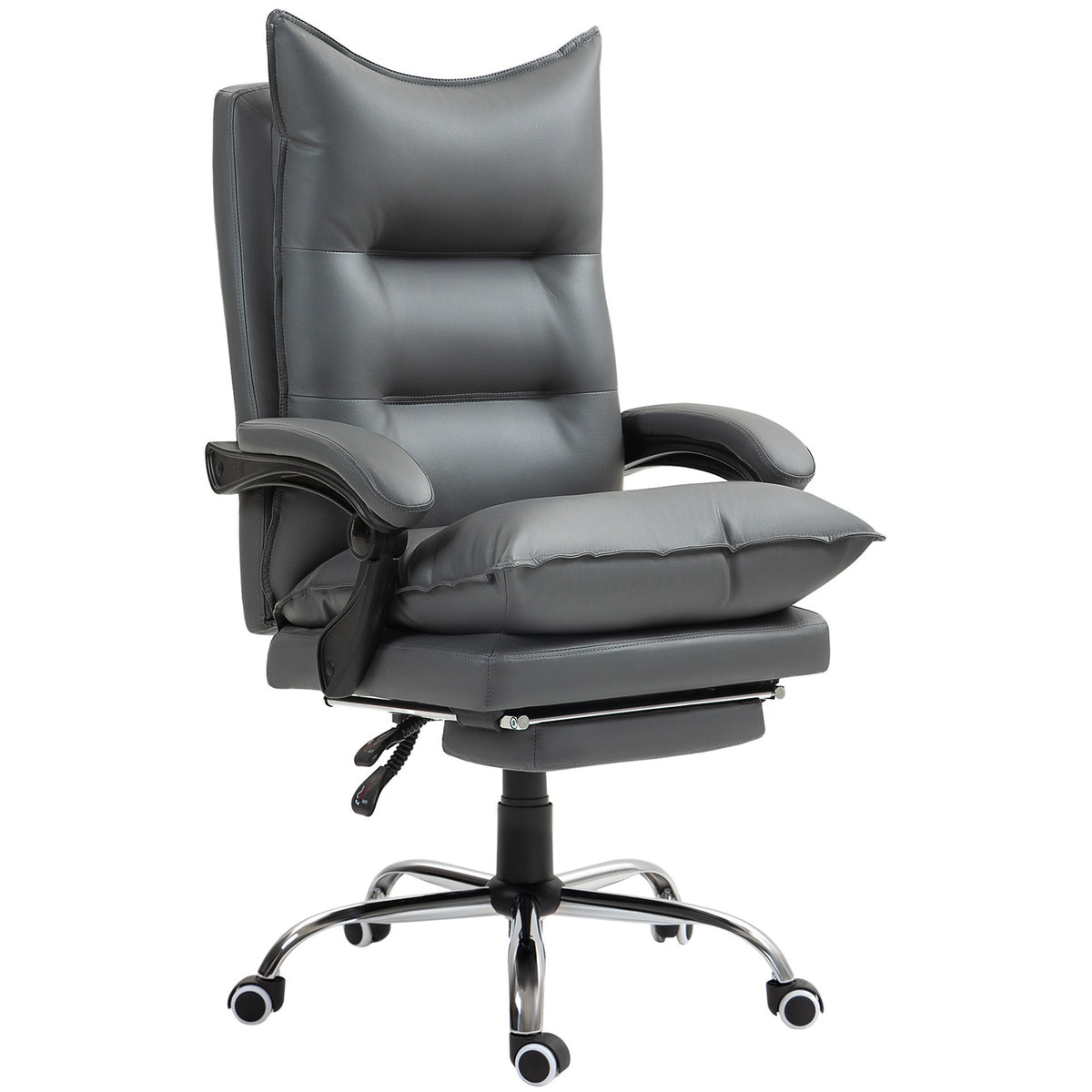 Office chair with reclining function, ergonomic desk chair, height-adjustable swivel chair with footrest, padded, can hold up to 135 kg, for office, study, dark gray