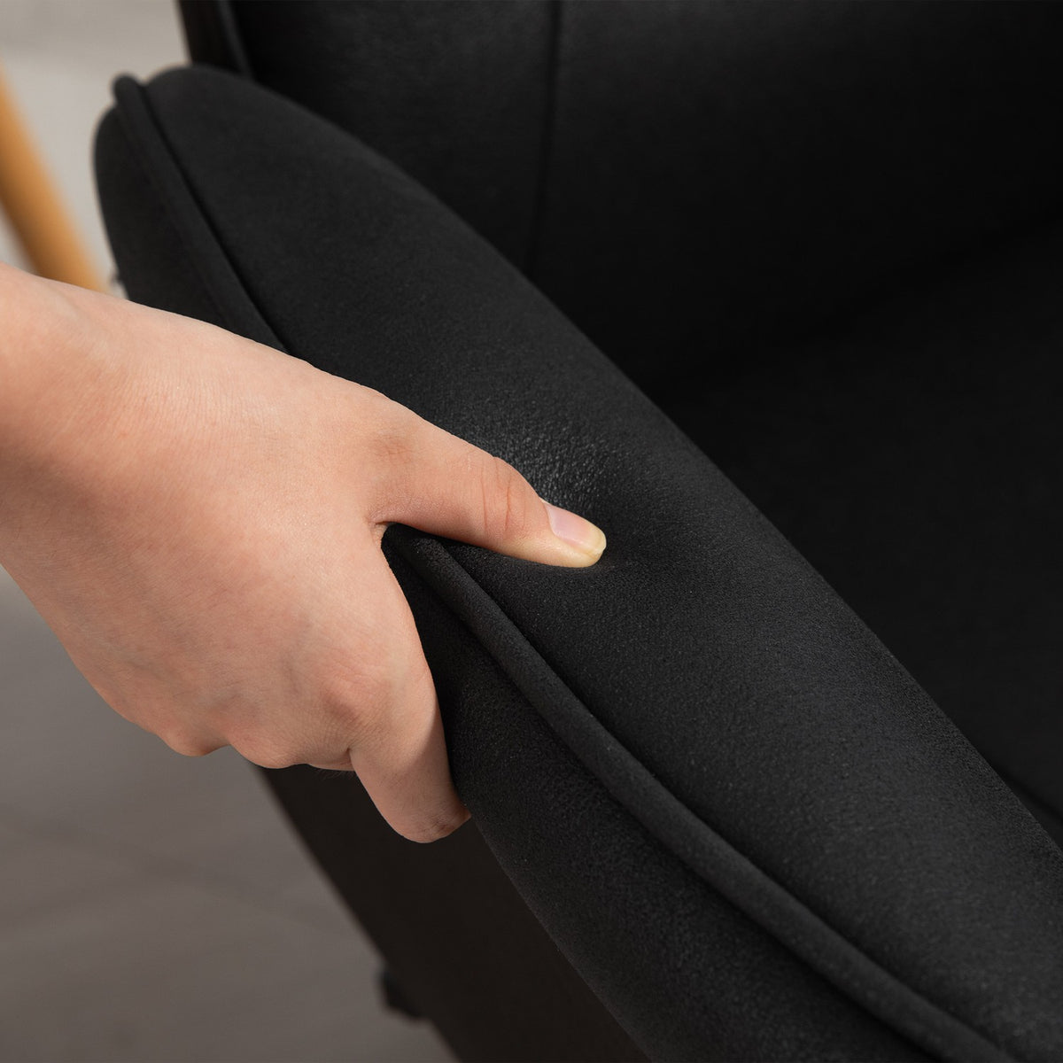 Office chair with rocker function, desk chair, height-adjustable swivel chair, ergonomic work chair, modern, can hold up to 120 kg, microfibre, black, 67 x 69 x 92-102 cm