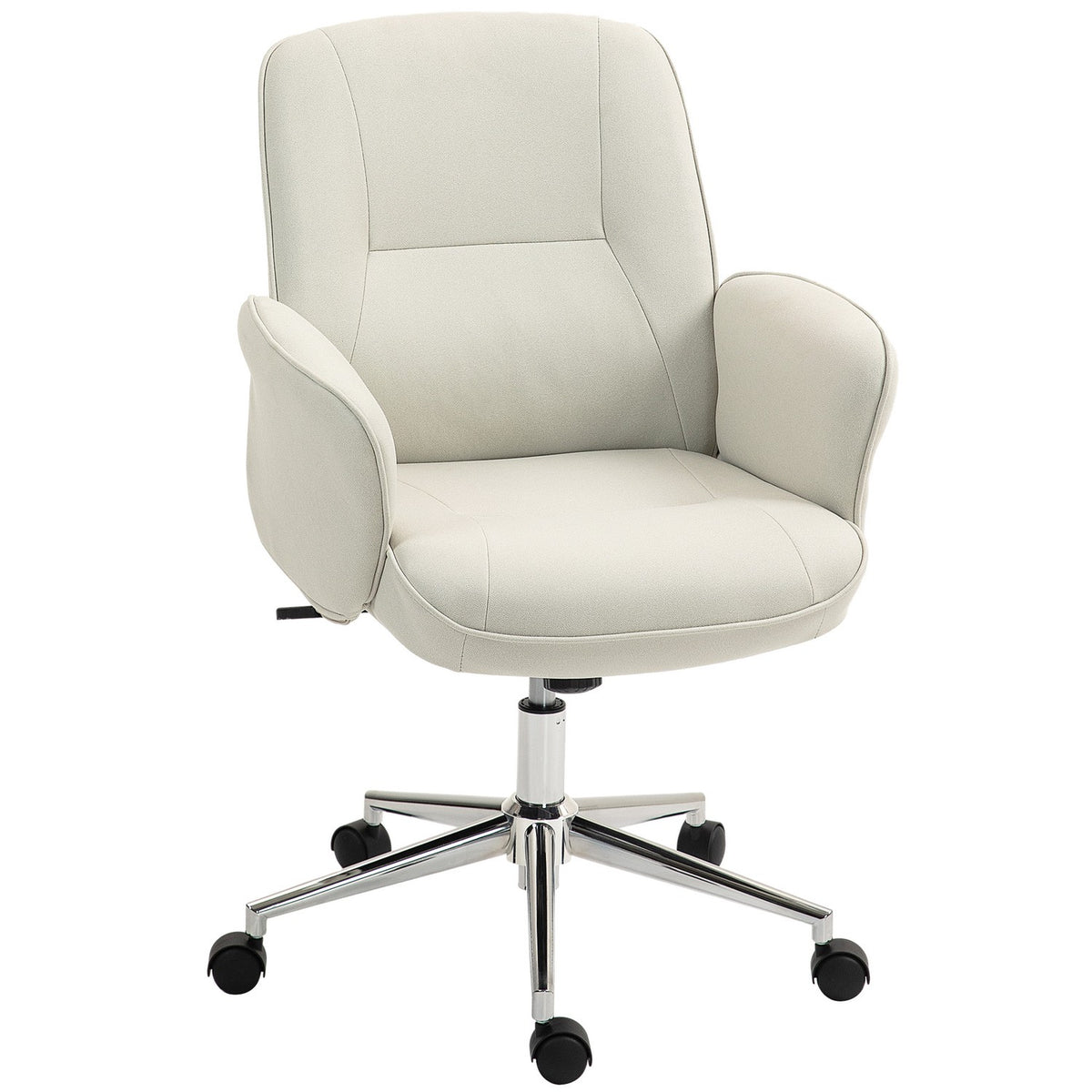 Office chair with rocker function, desk chair, height-adjustable swivel chair, ergonomic work chair, modern, can hold up to 120 kg, microfibre, cream white, 67 x 69 x 92-102 cm