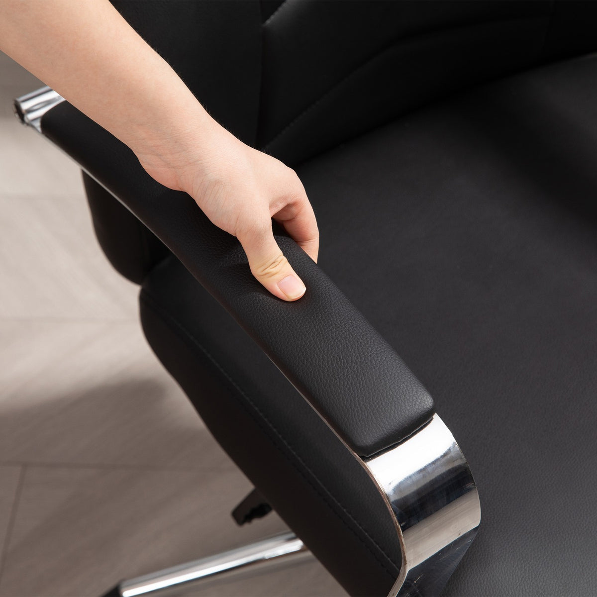 Office chair with tilt function, padded desk chair, height-adjustable swivel chair with reclining function, load capacity up to 120 kg, for office, study, black