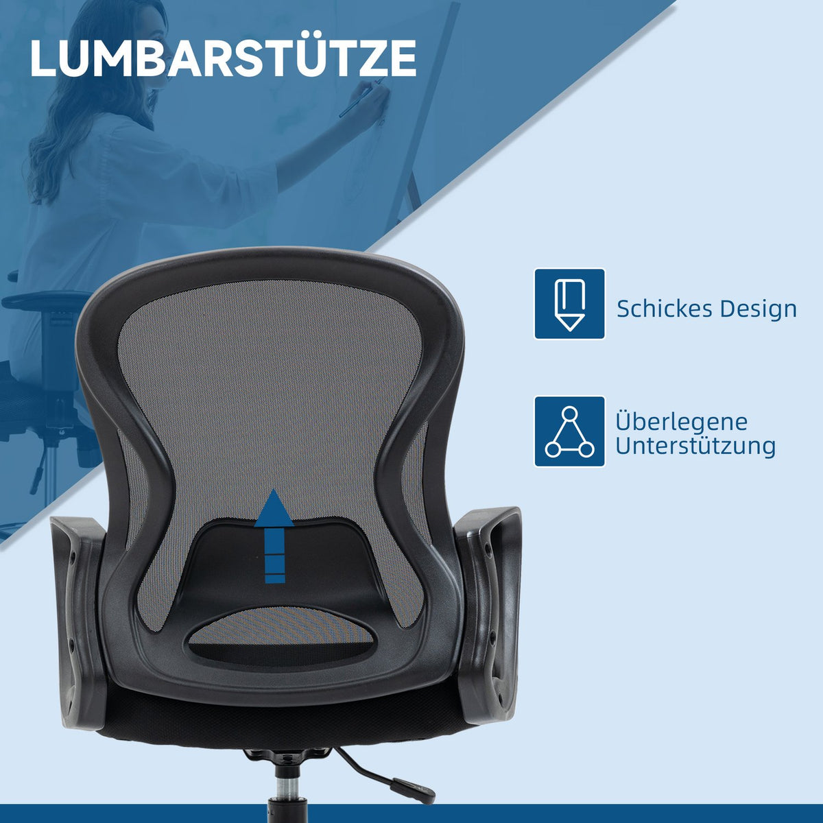 Office standing chair, ergonomic office chair, height adjustable, drawing chair, up to 120kg, black
