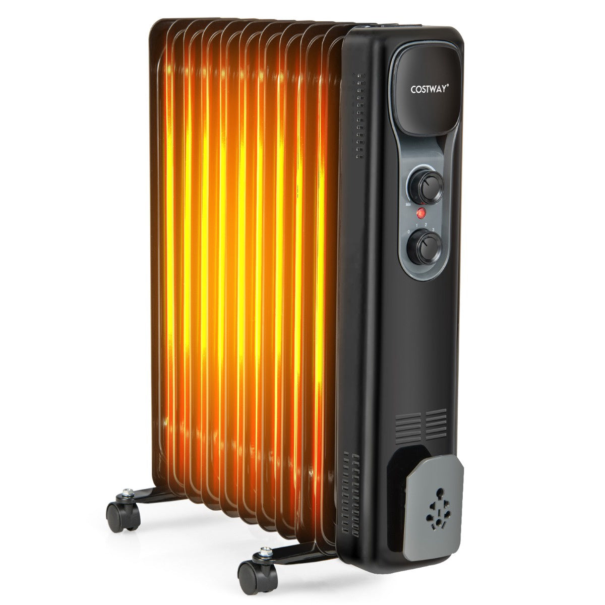 Oil-Filled Radiator Heater 2500W, 3 Heat Settings, Black