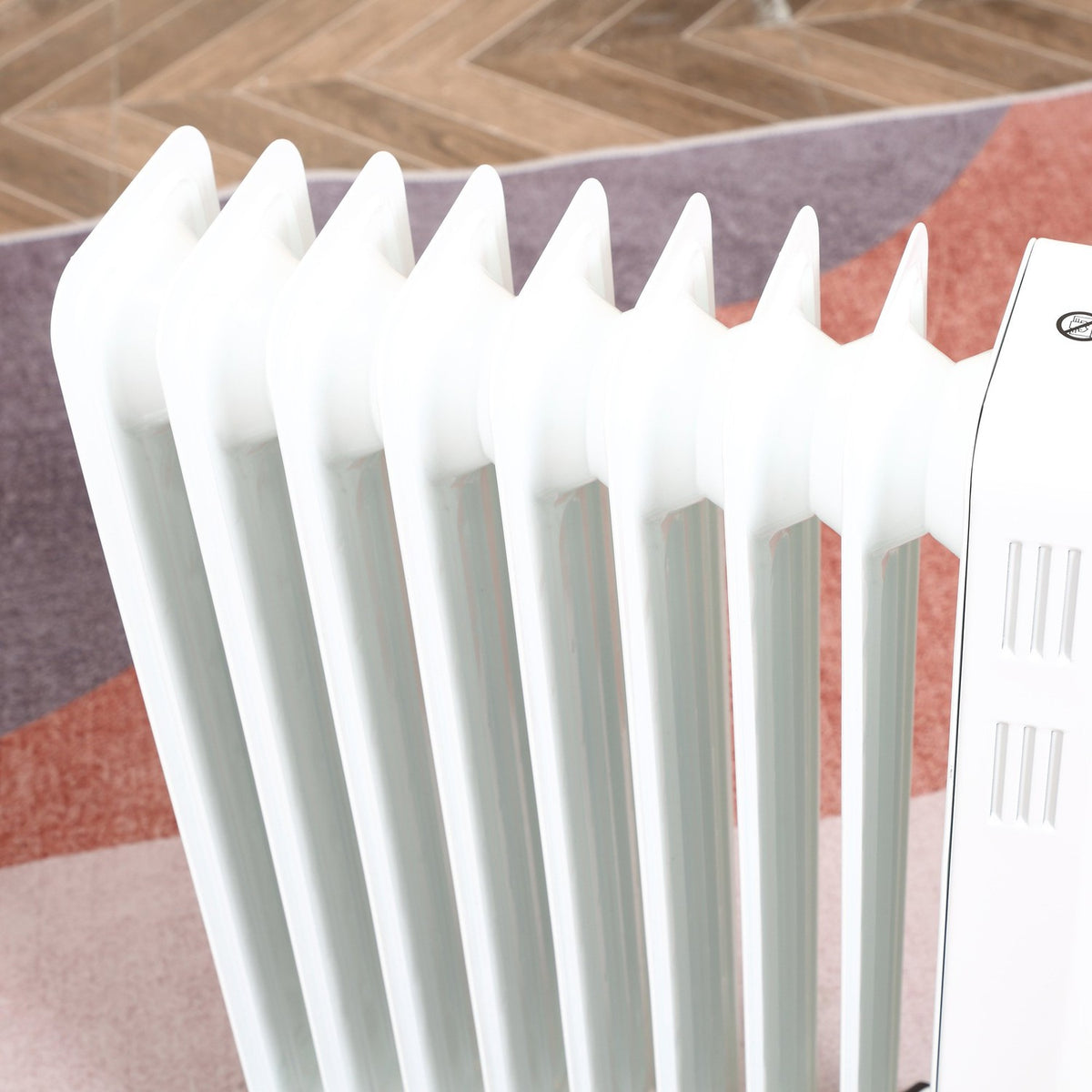 Oil Radiator Portable Electric Radiator 1830-2180W 3 Heating Levels 24-Hour Timing 9 Heating Plates With 4 Wheels White Steel 42.5 X 24 X 63 Cm