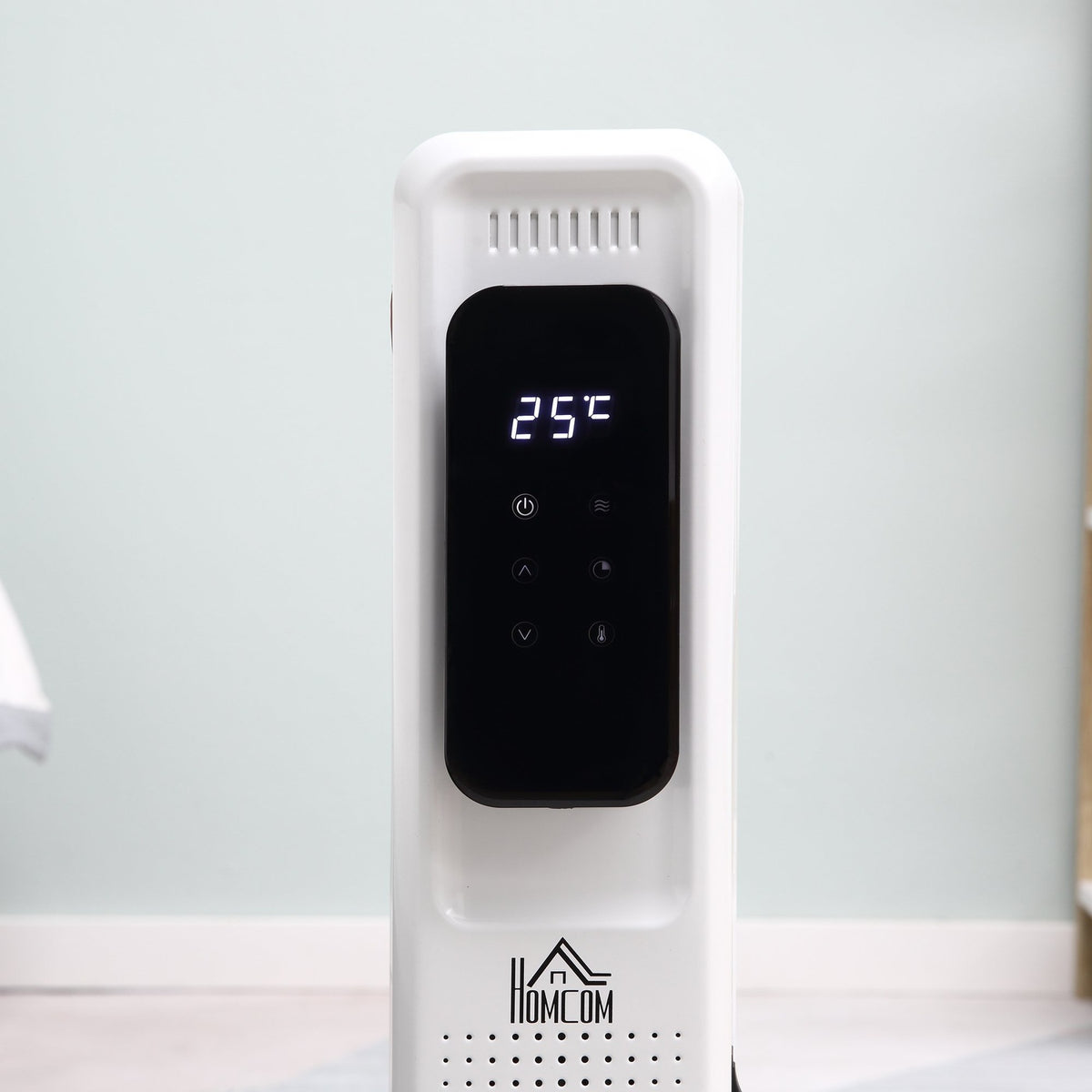Oil Radiator Portable Electric Radiator 1830-2180W 3 Heating Levels 24-Hour Timing 9 Heating Plates With 4 Wheels White Steel 42.5 X 24 X 63 Cm