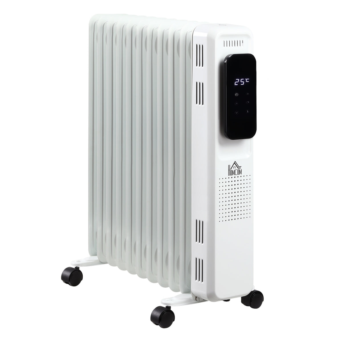 Oil Radiator Portable Electric Radiator 2290-2720W 3 Heat Settings 24-Hour Timing Electric Heater 11 Heating Plates With 4 Rollers White Steel