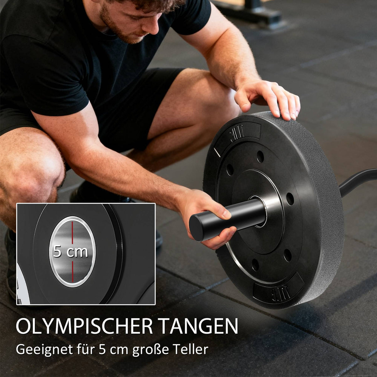 Olympic Curl Bar, 5 cm Sleeves, Steel, 100 kg Capacity