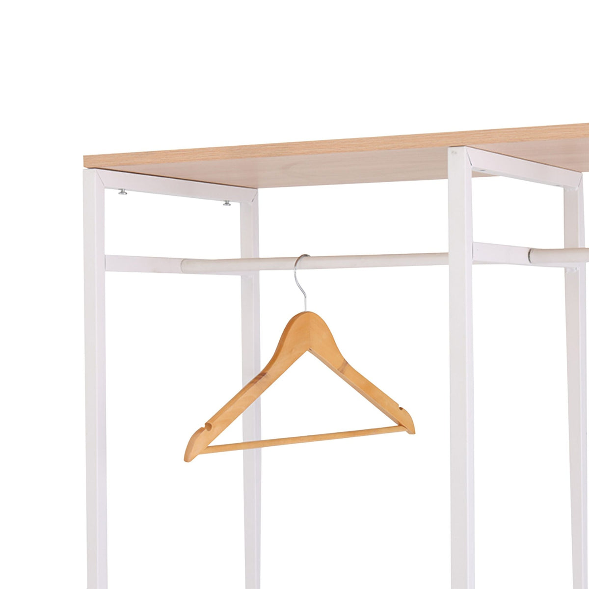 Open Wardrobe with Rails & Shelves – Iron & Wood