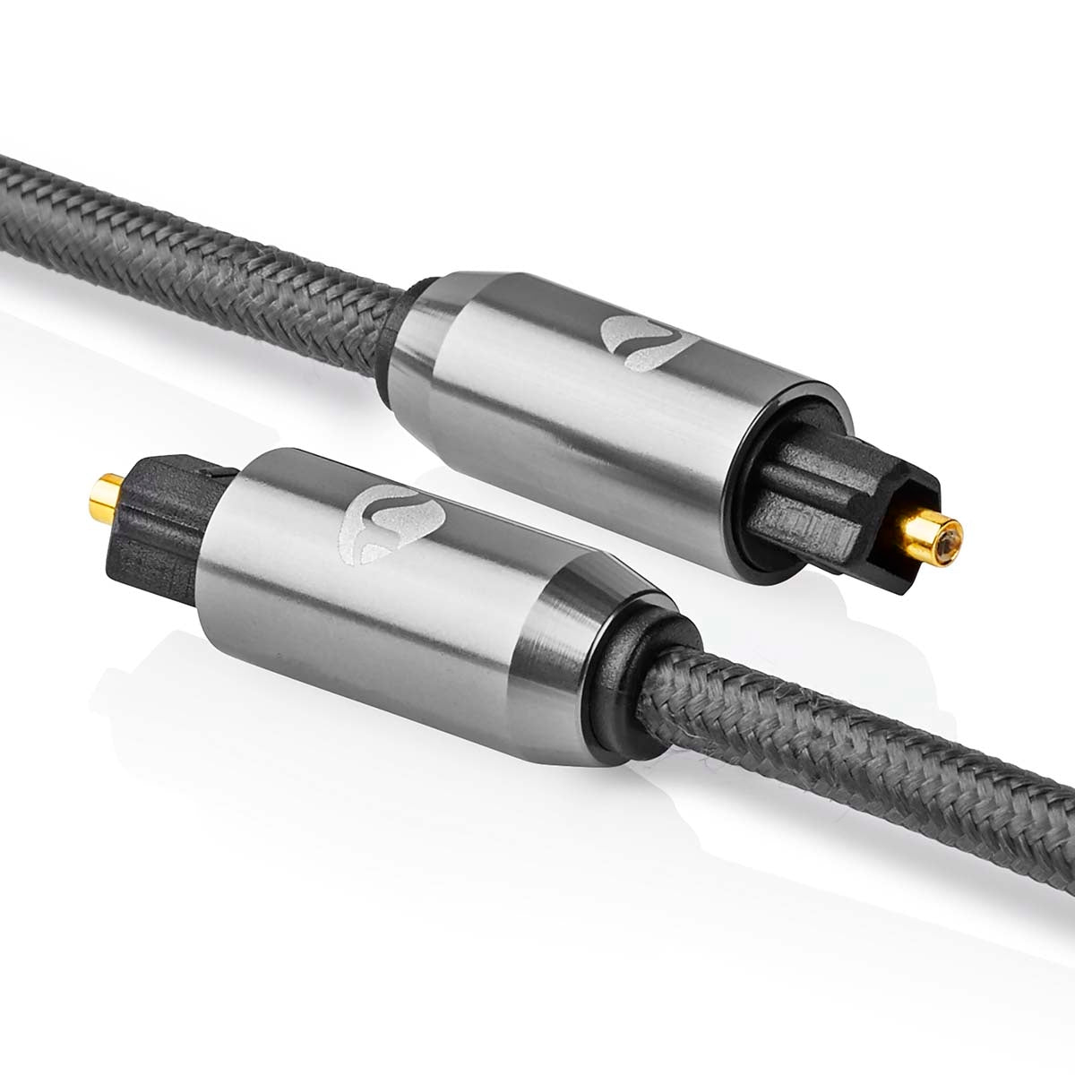 Optical audio cable | TosLink Male | TosLink Male | 5.00 m | Round | Braided | Gray With Metal | Carton with covered window